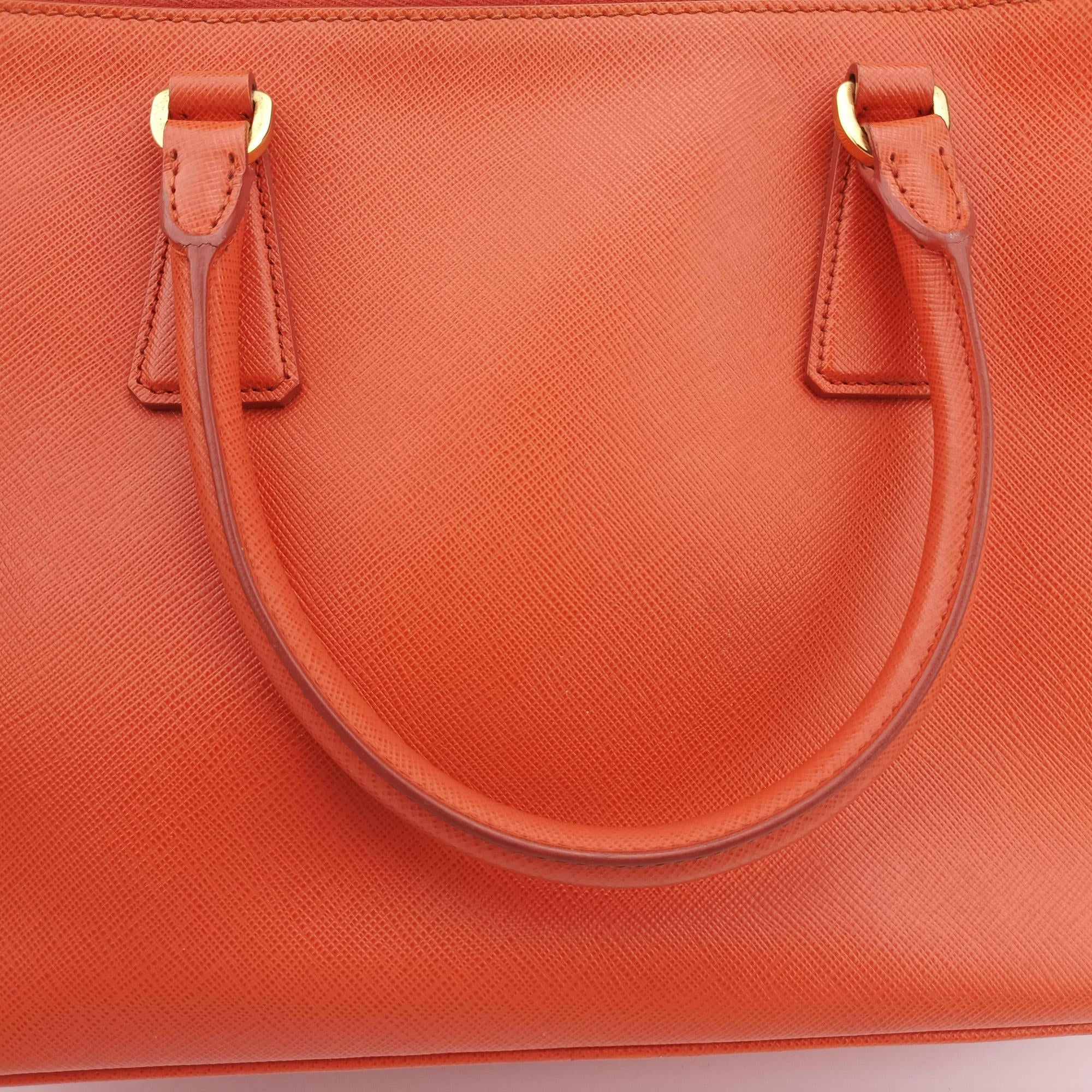 Pre-owned Prada Galleria Orange SAFFIANO Leather BN1844 shoulderbag | stylenewstar