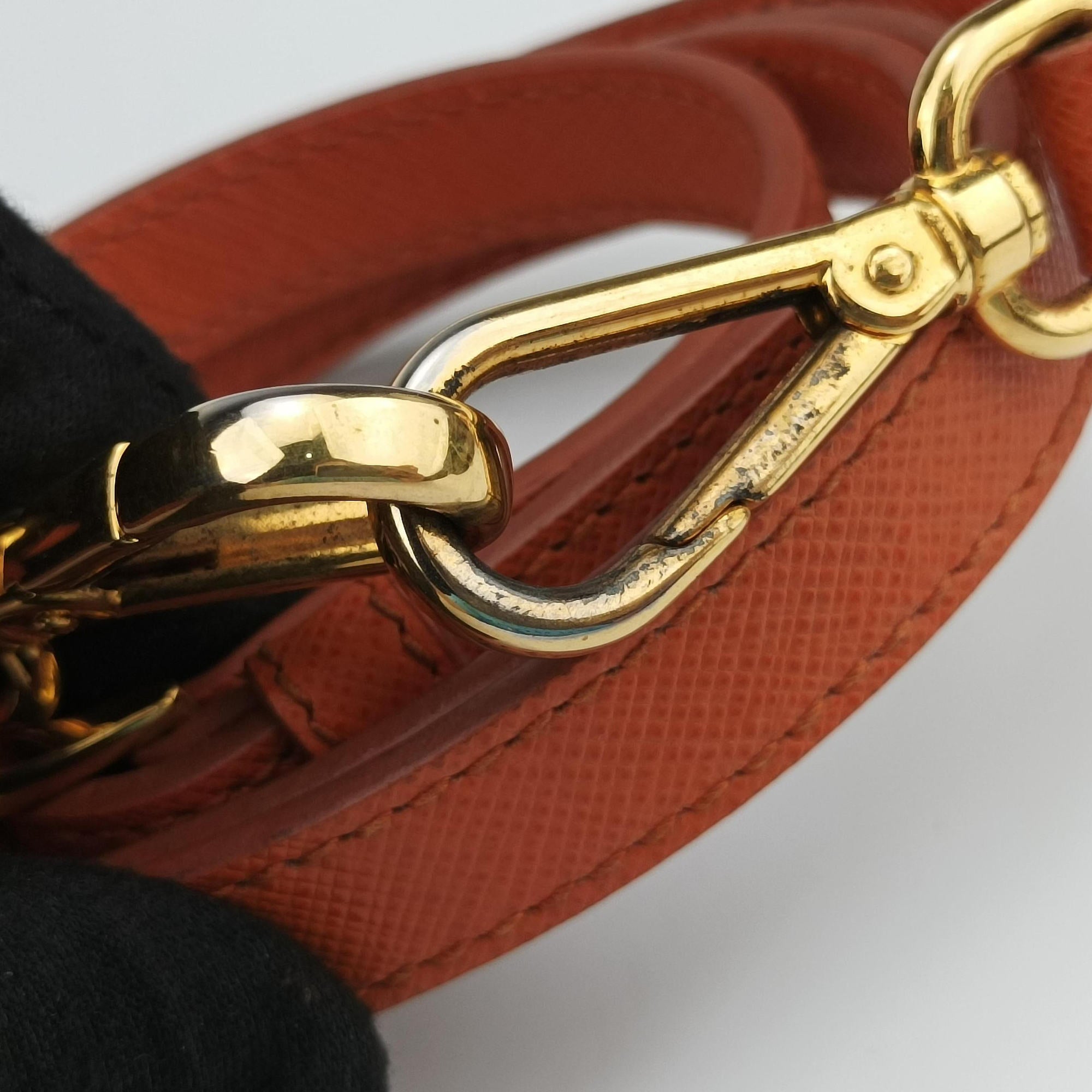 Pre-owned Prada Galleria Orange SAFFIANO Leather BN1844 shoulderbag | stylenewstar