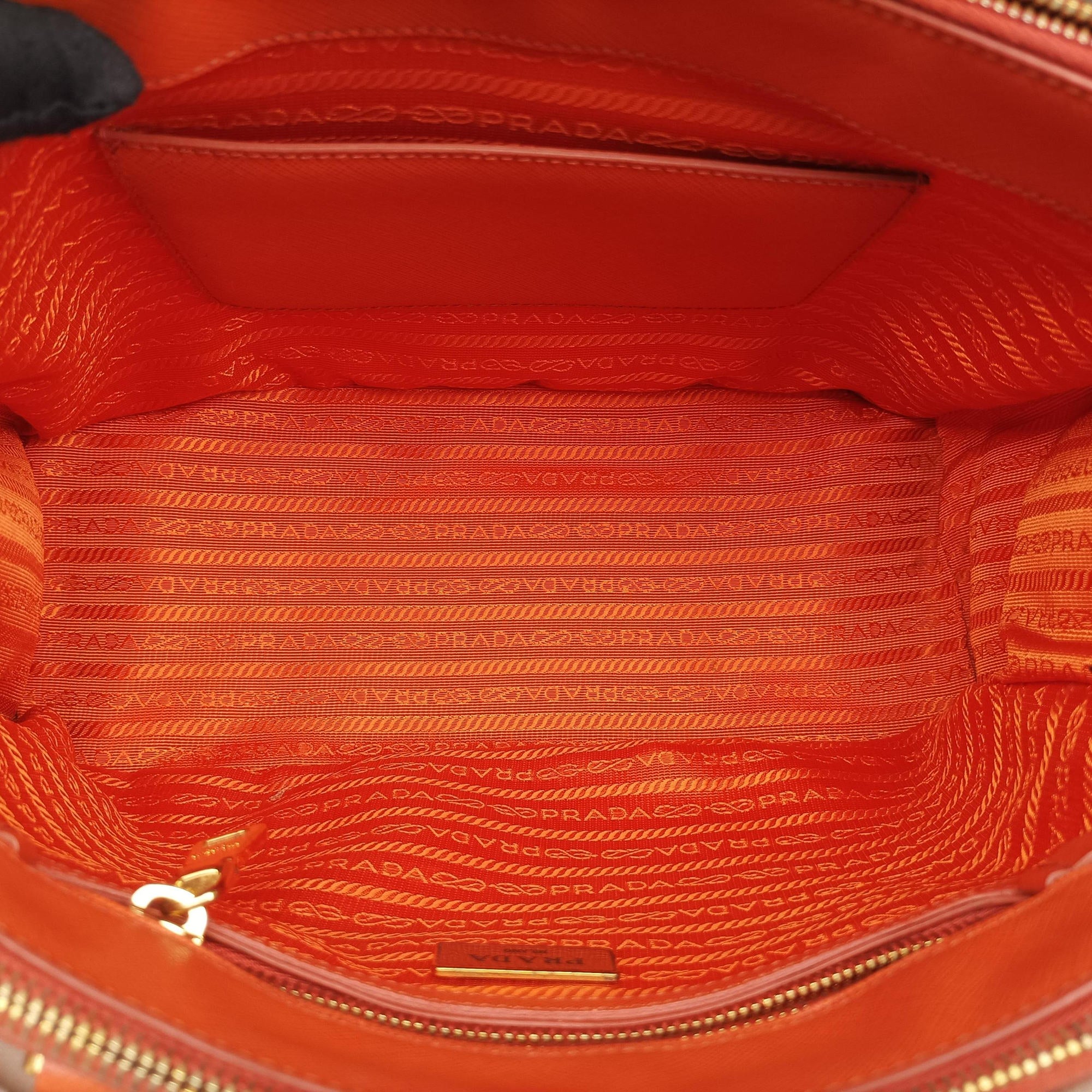 Pre-owned Prada Galleria Orange SAFFIANO Leather BN1844 shoulderbag | stylenewstar