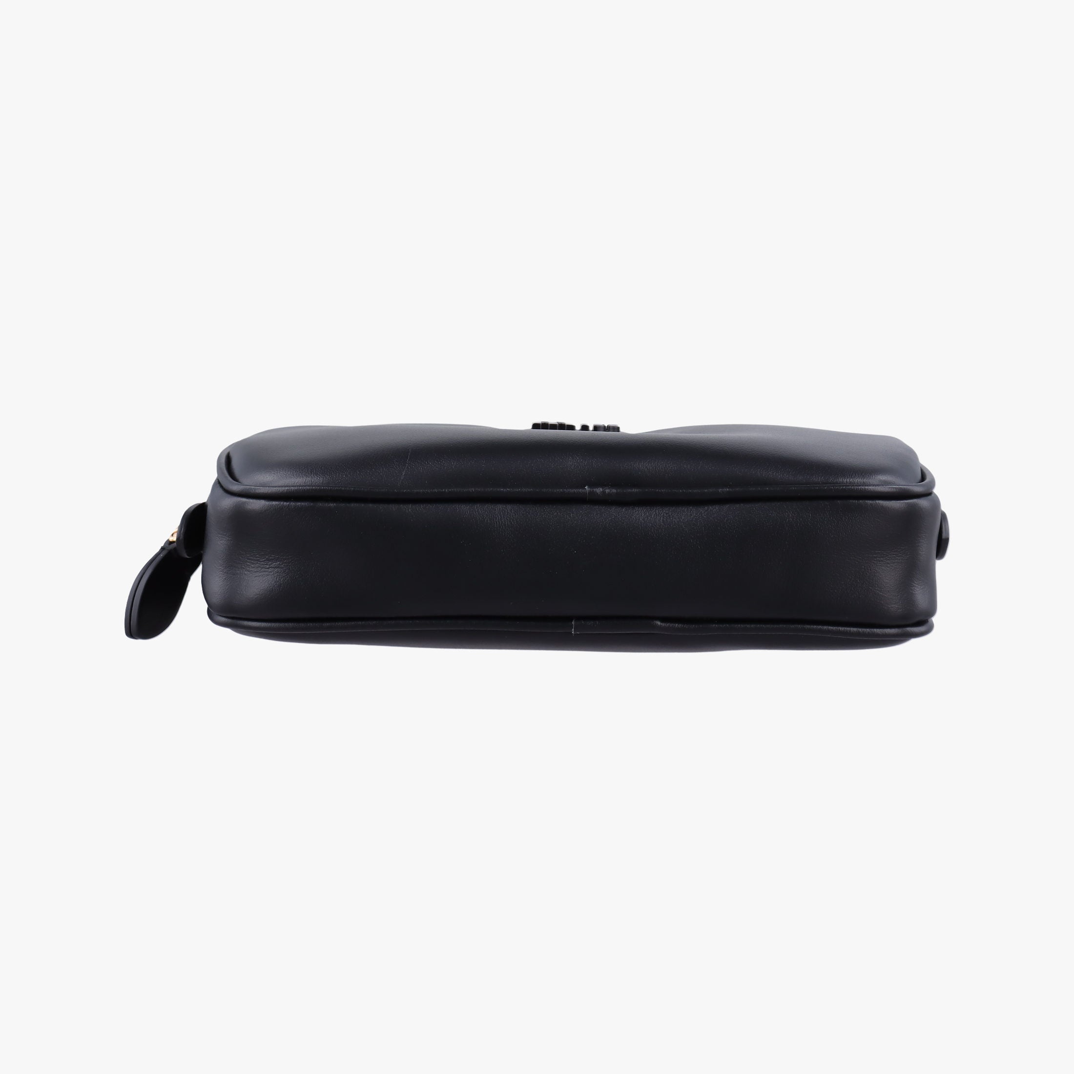 Pre-owned Miu Miu Logo belt Black leather  bum bag/waist bag | stylenewstar