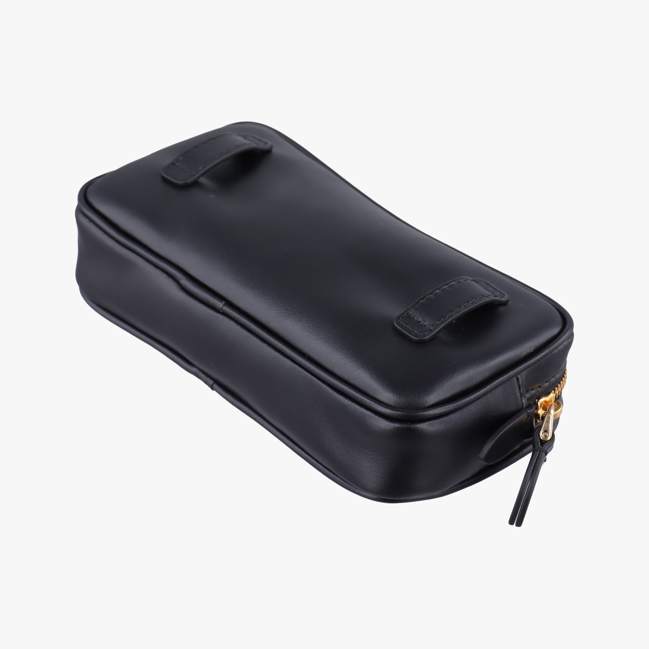 Pre-owned Miu Miu Logo belt Black leather  bum bag/waist bag | stylenewstar