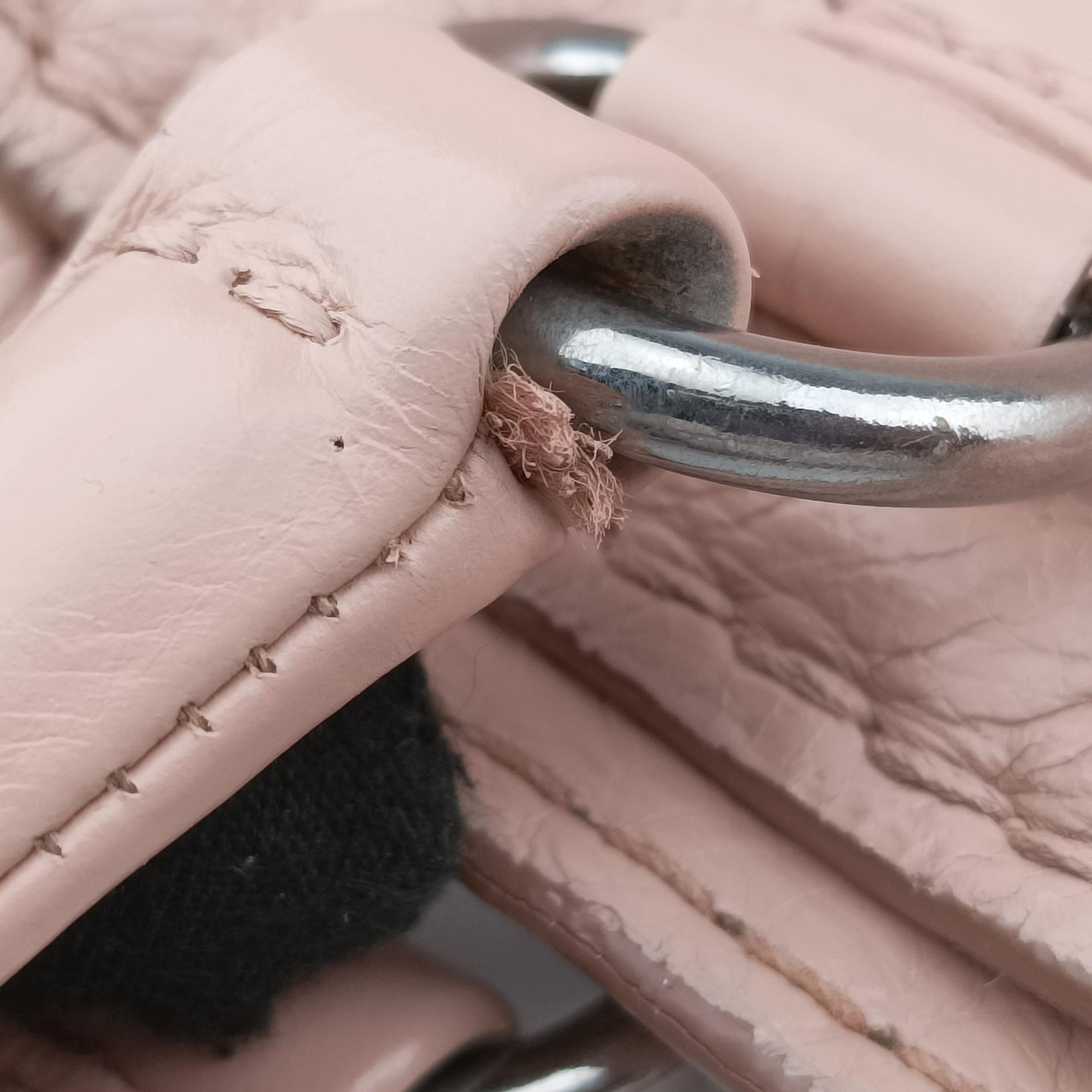 Pre-owned Prada Triangle Logo tote Pink Leather  shoulderbag | stylenewstar