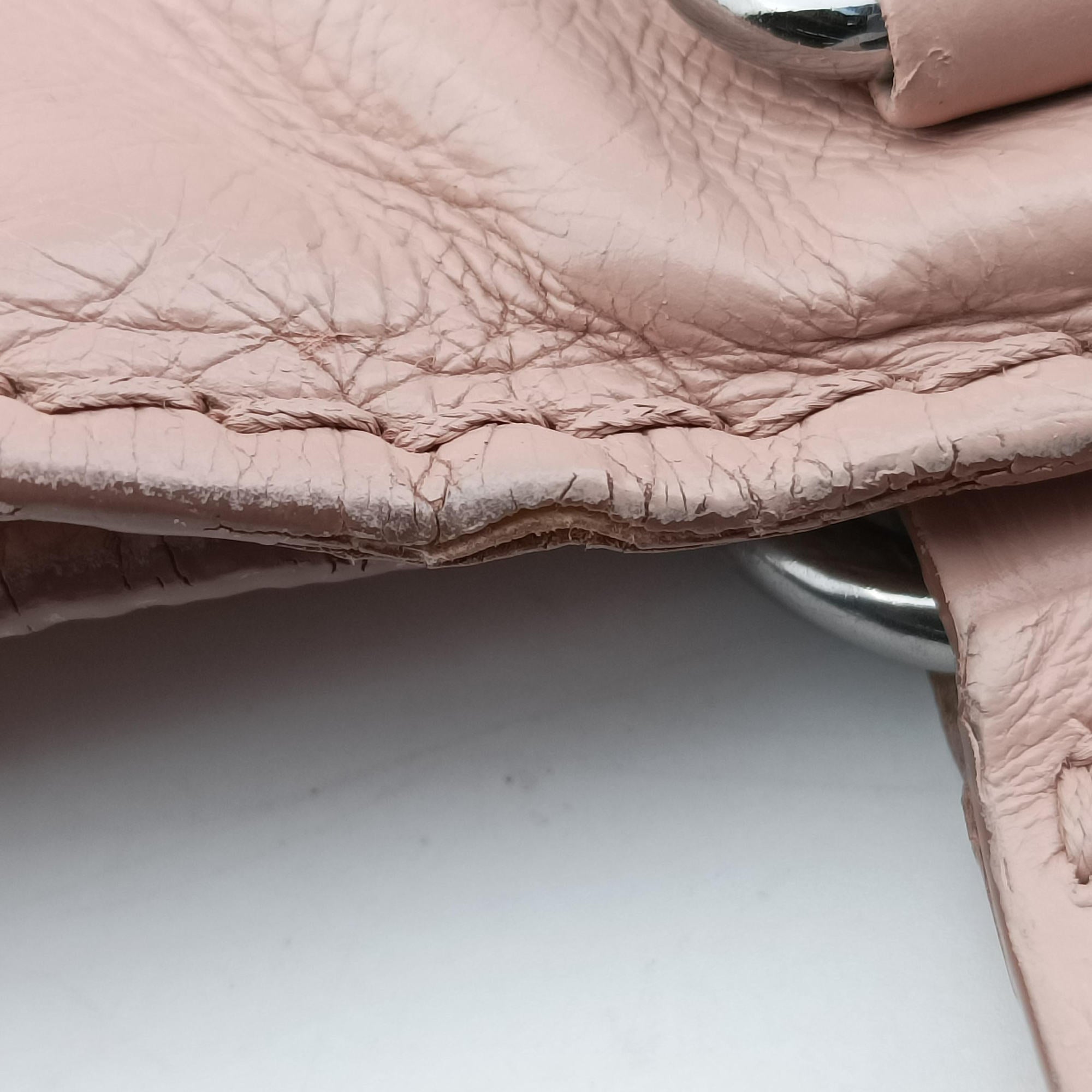 Pre-owned Prada Triangle Logo tote Pink Leather  shoulderbag | stylenewstar