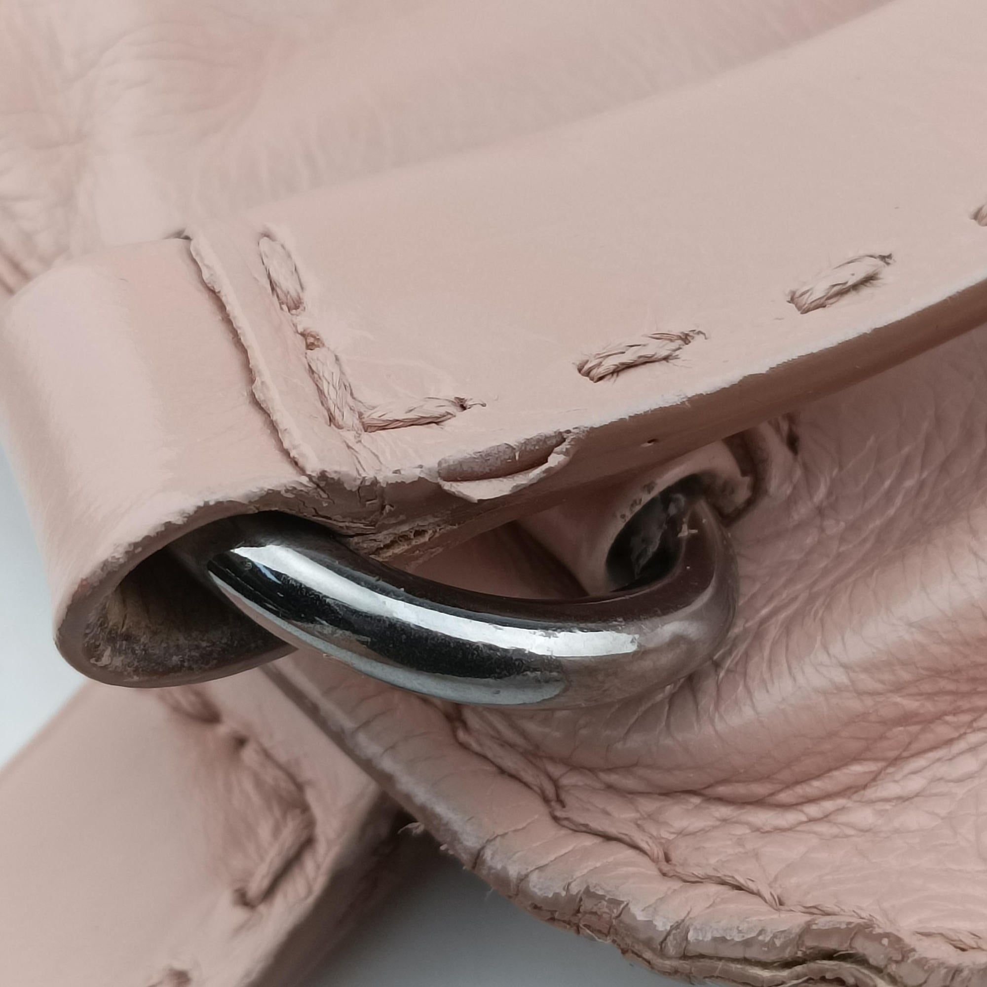 Pre-owned Prada Triangle Logo tote Pink Leather  shoulderbag | stylenewstar