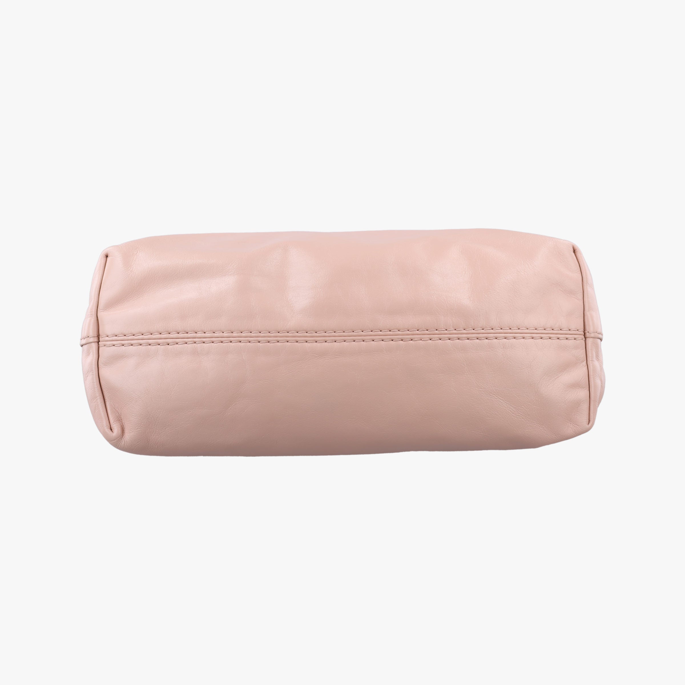 Pre-owned Prada Triangle Logo tote Pink Leather  shoulderbag | stylenewstar