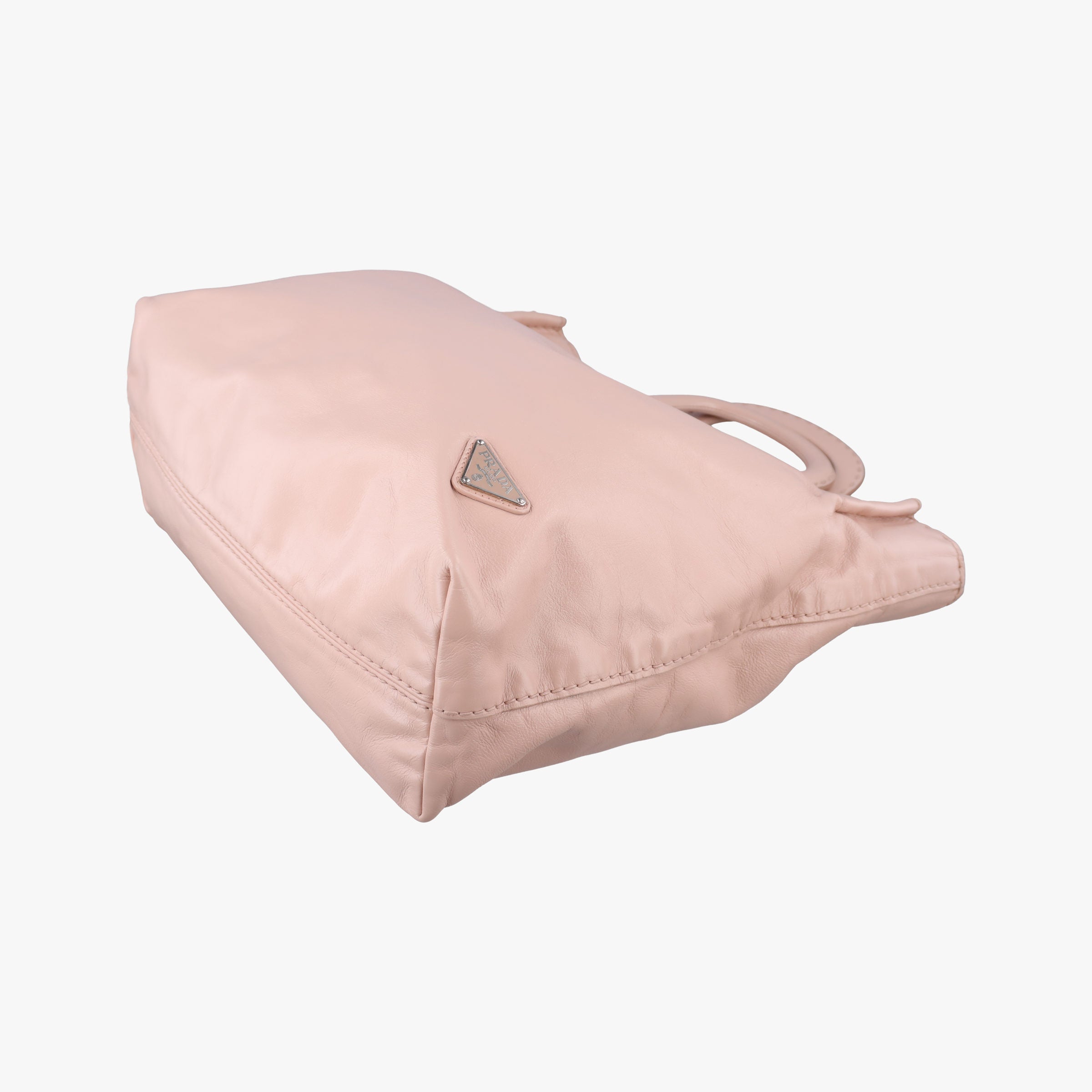 Pre-owned Prada Triangle Logo tote Pink Leather  shoulderbag | stylenewstar