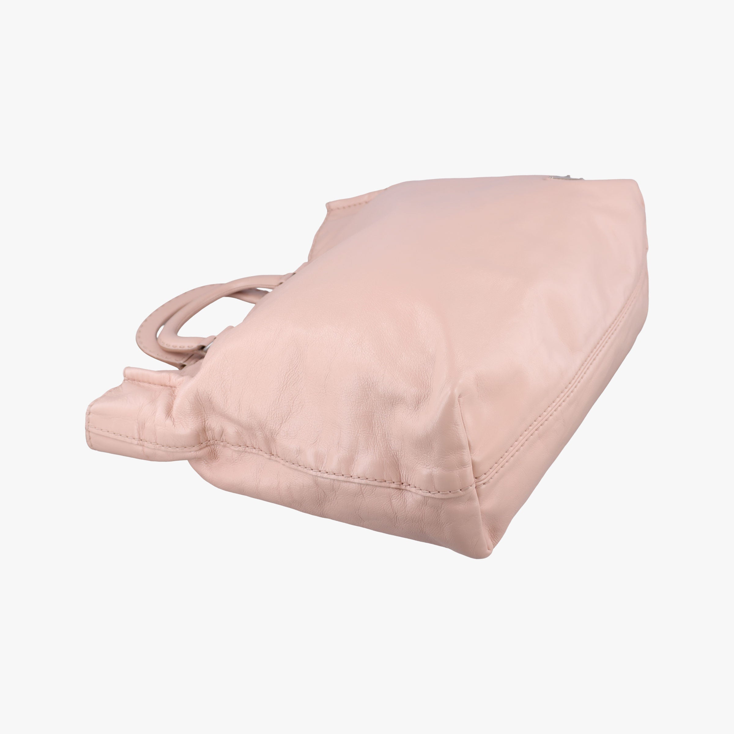 Pre-owned Prada Triangle Logo tote Pink Leather  shoulderbag | stylenewstar