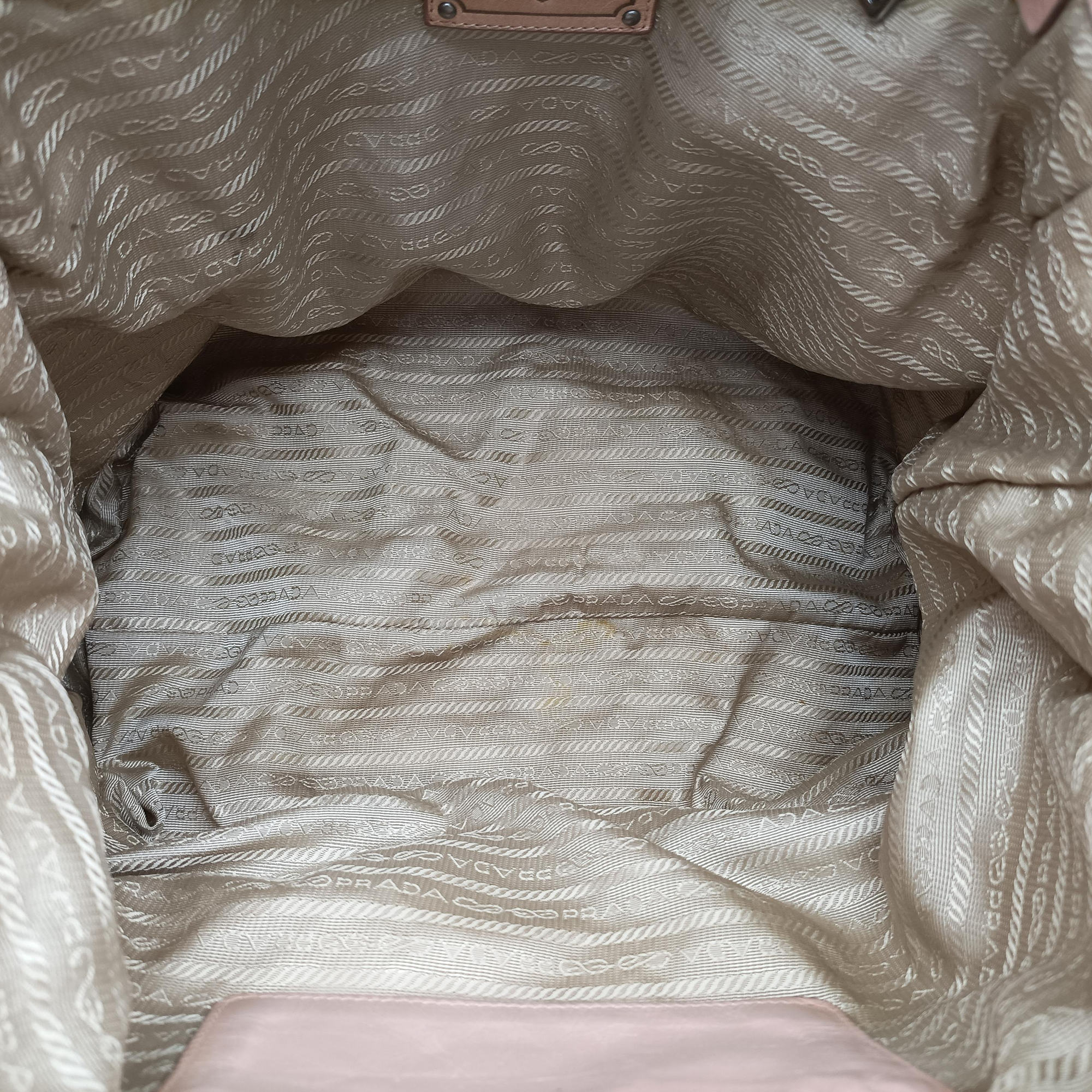 Pre-owned Prada Triangle Logo tote Pink Leather  shoulderbag | stylenewstar