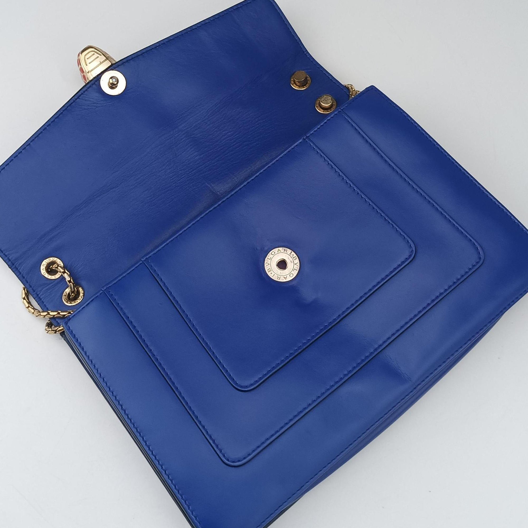 Pre-owned Bvlgari SERPENTI FOREVER Blue leather  shoulderbag | stylenewstar