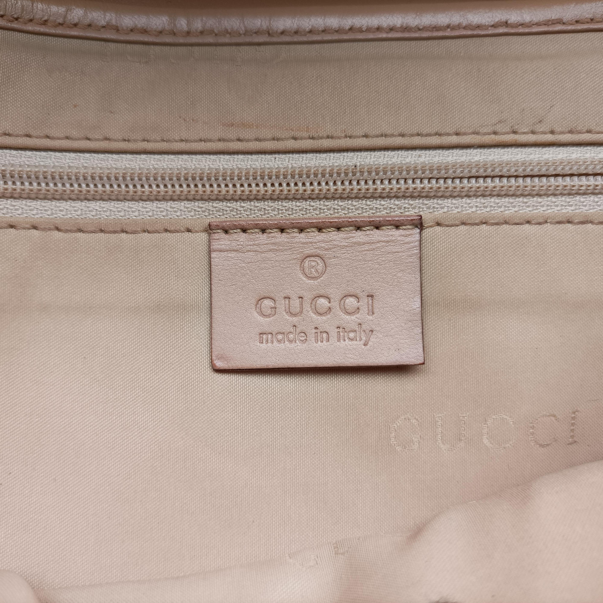 Pre-owned Gucci Jackie White× Brown Canvas × Leather 001 38 shoulderbag | stylenewstar
