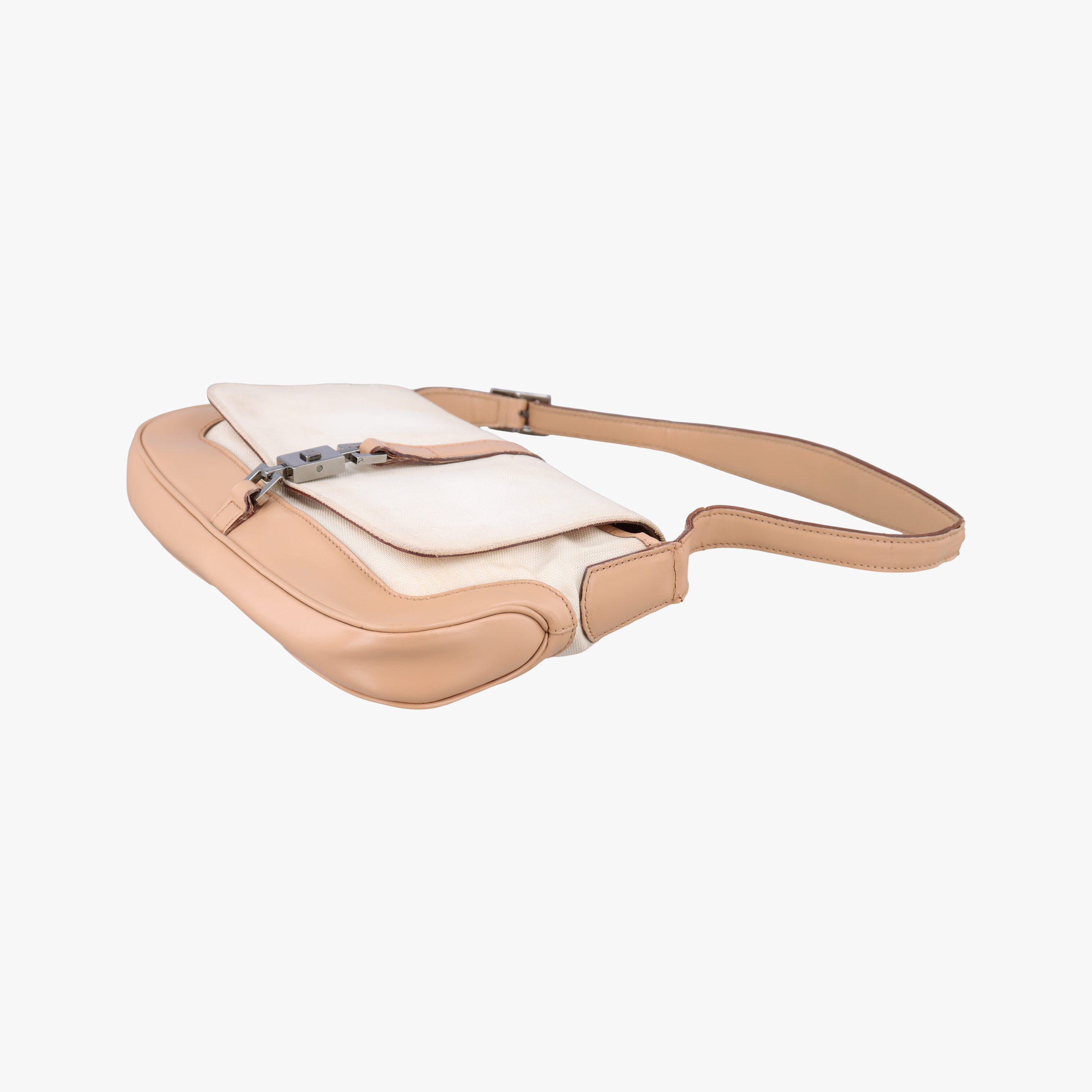 Pre-owned Gucci Jackie White× Brown Canvas × Leather 001 38 shoulderbag | stylenewstar