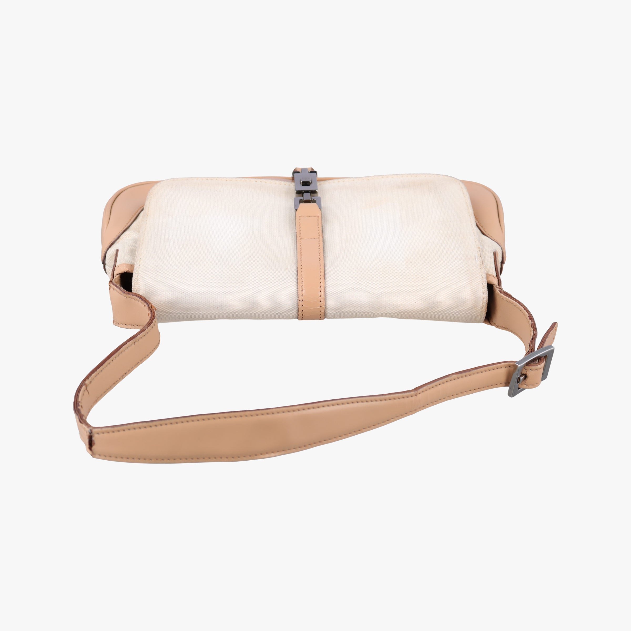 Pre-owned Gucci Jackie White× Brown Canvas × Leather 001 38 shoulderbag | stylenewstar