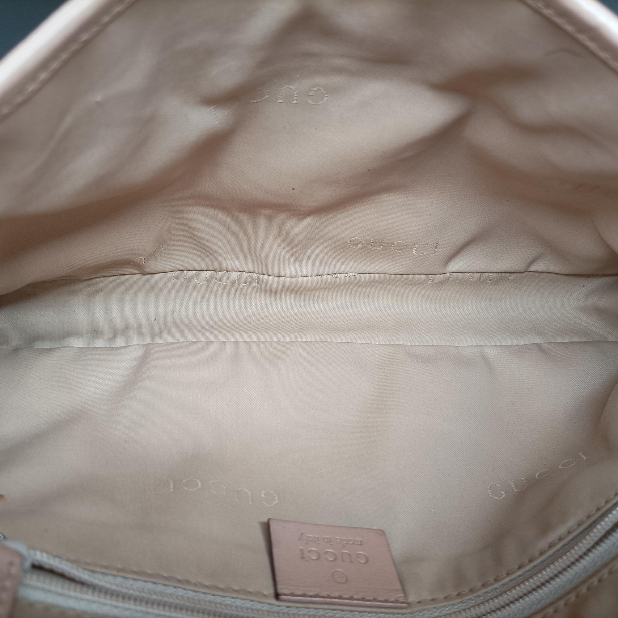 Pre-owned Gucci Jackie White× Brown Canvas × Leather 001 38 shoulderbag | stylenewstar
