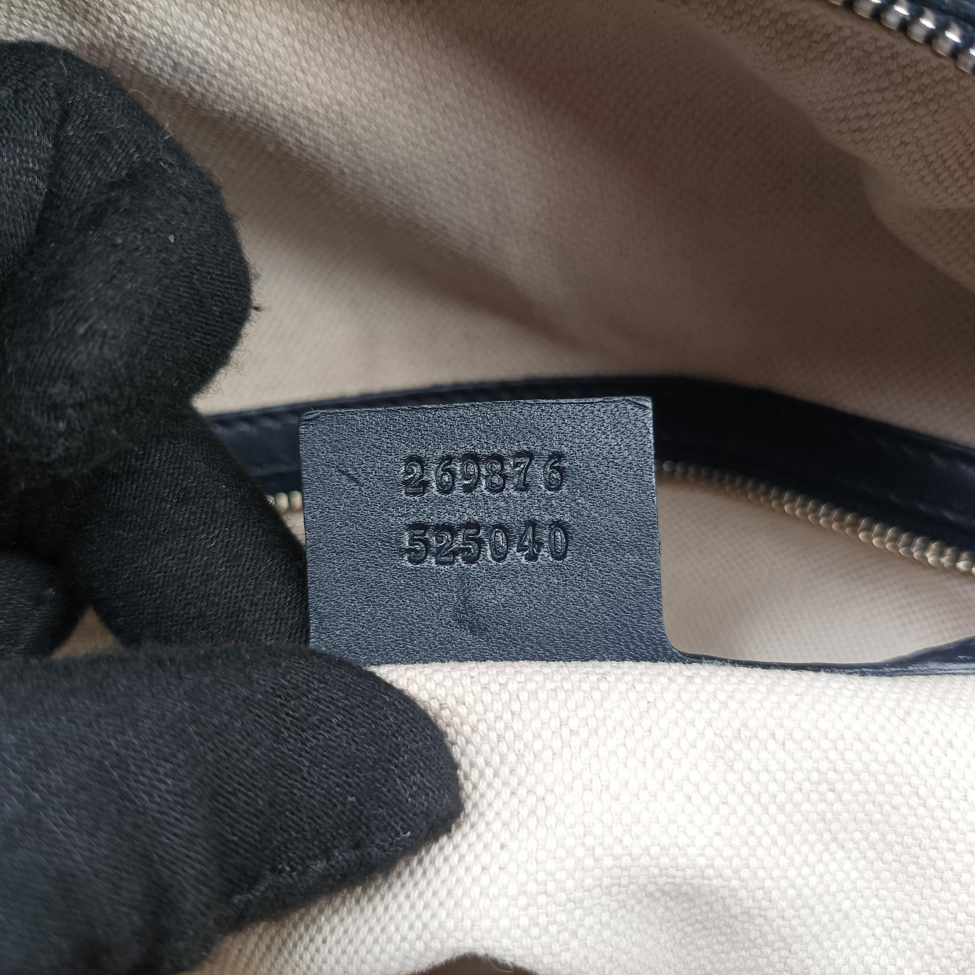 Pre-owned Gucci Sherry Line navy×red×beige Leather×canvas 269876 shoulderbag | stylenewstar