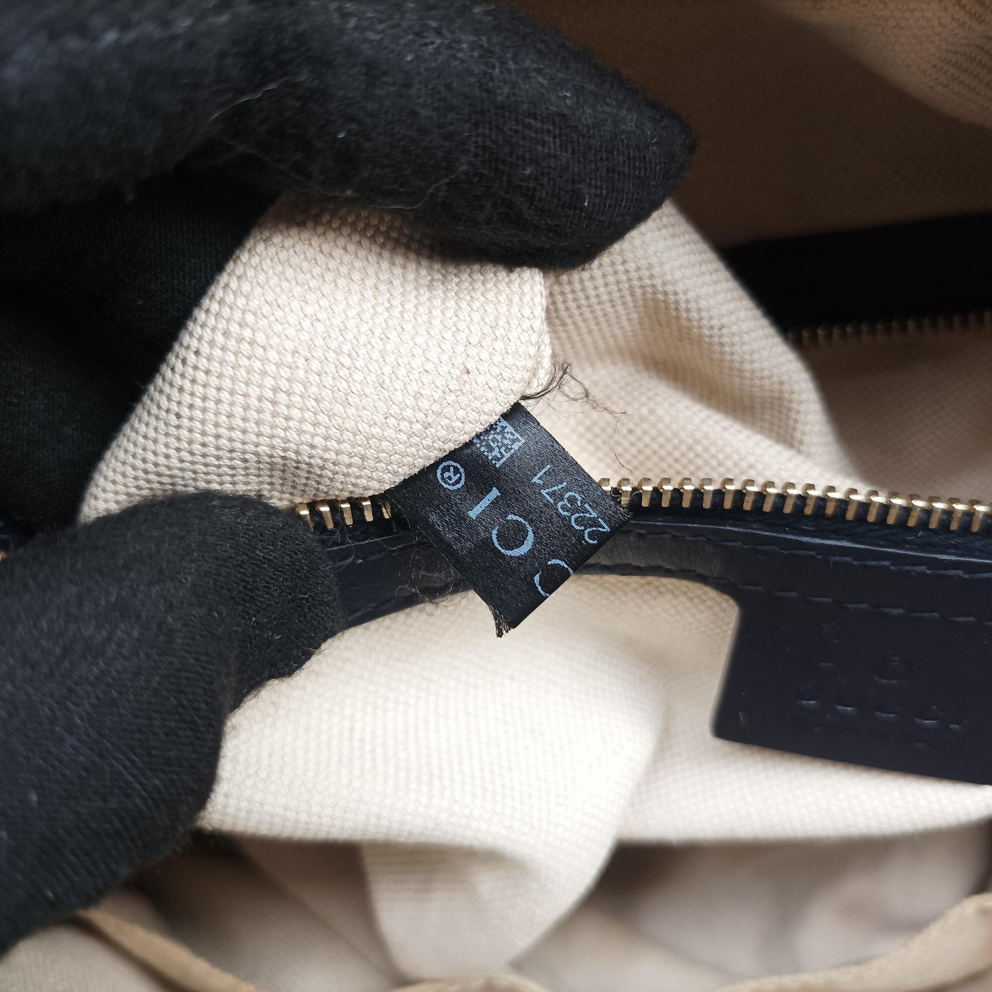 Pre-owned Gucci Sherry Line navy×red×beige Leather×canvas 269876 shoulderbag | stylenewstar