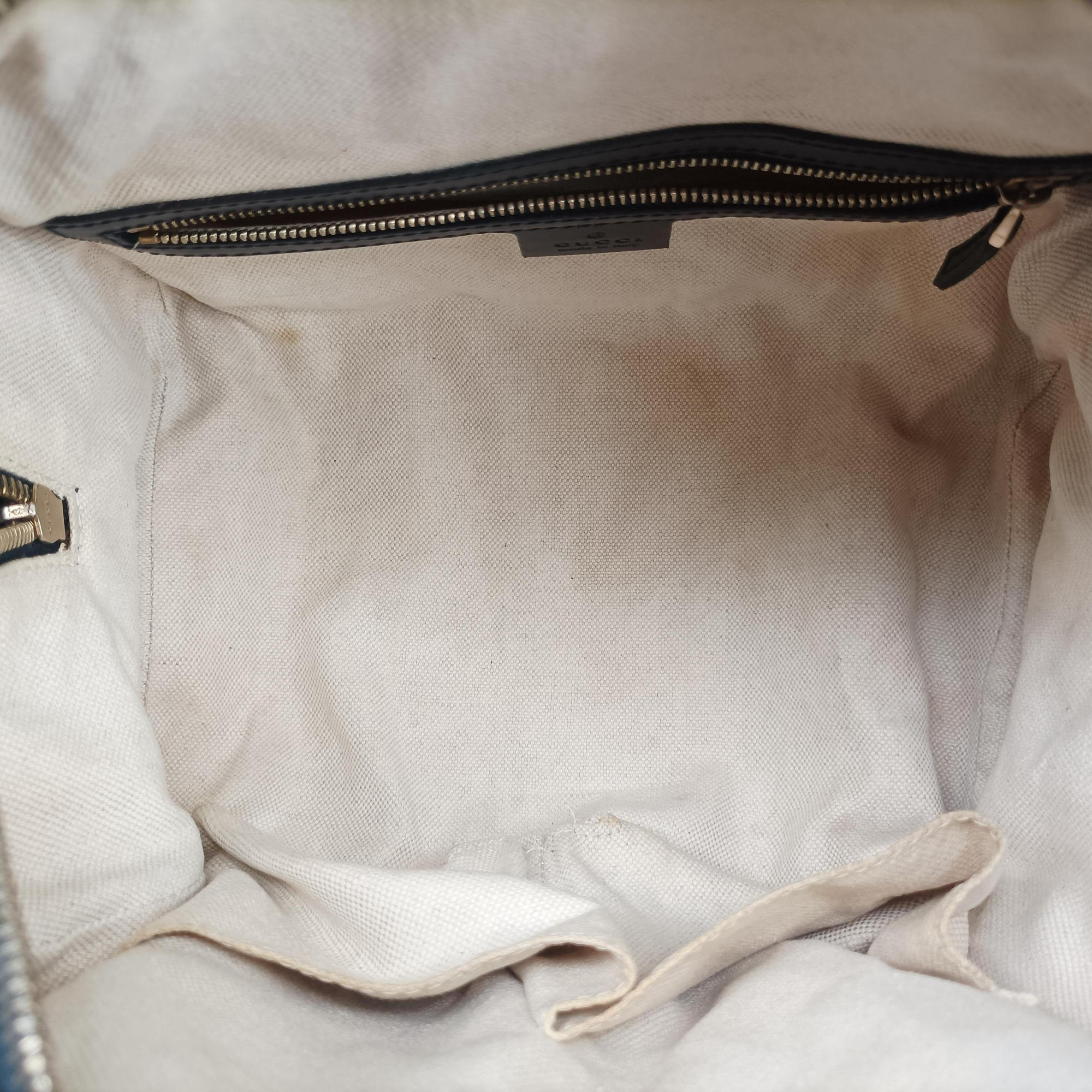 Pre-owned Gucci Sherry Line navy×red×beige Leather×canvas 269876 shoulderbag | stylenewstar