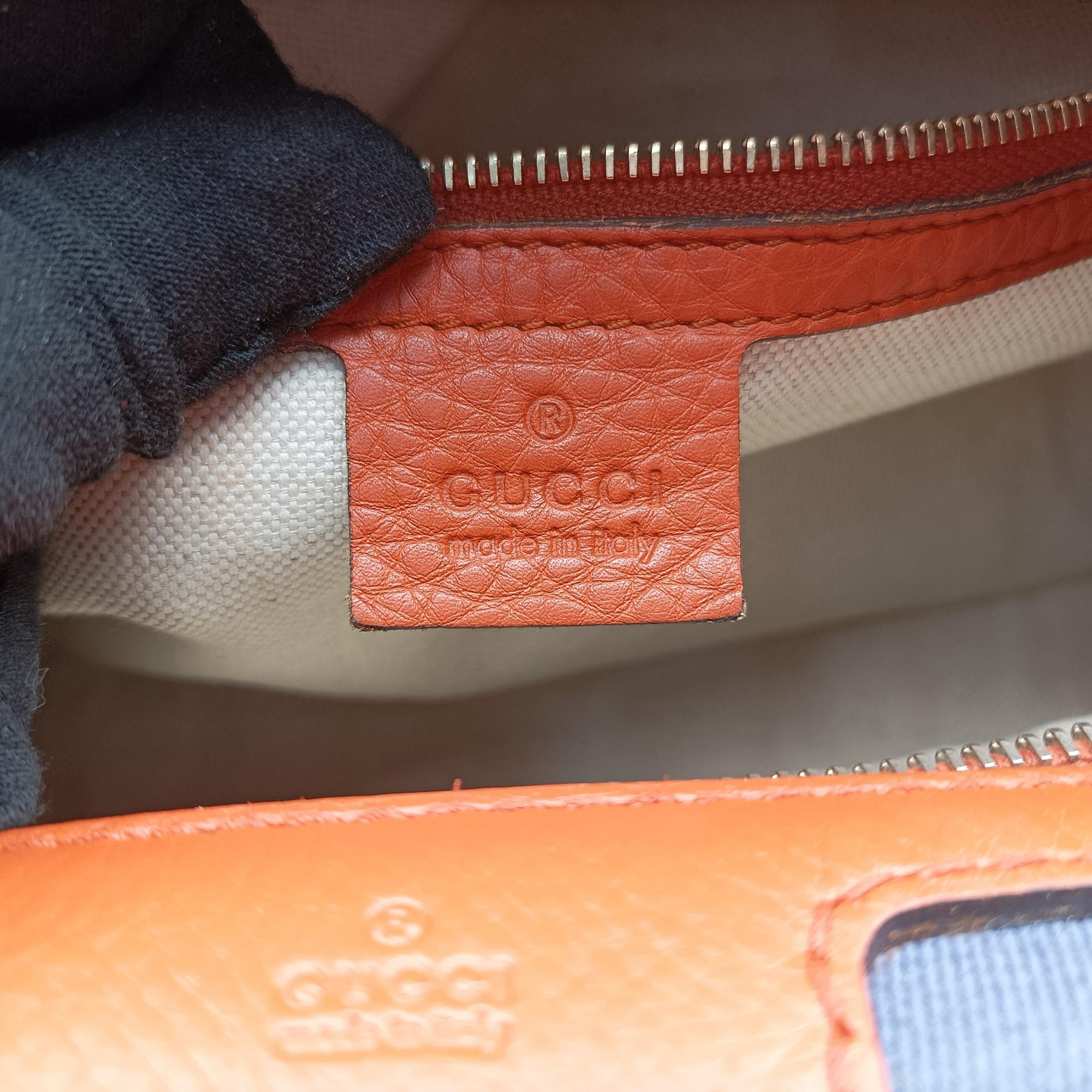 Pre-owned Gucci Sherry Line Orange×blue Leather 247205 shoulderbag | stylenewstar
