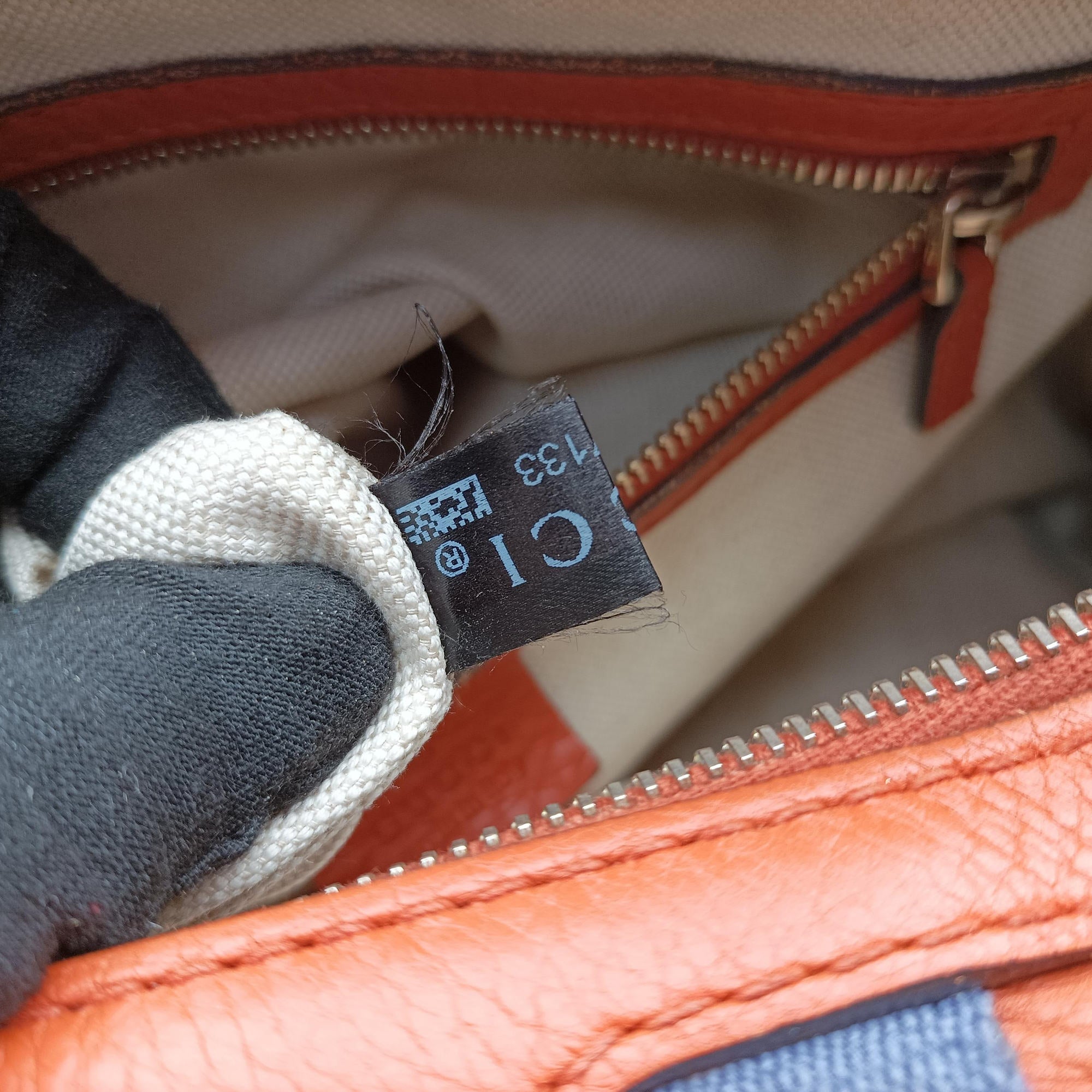 Pre-owned Gucci Sherry Line Orange×blue Leather 247205 shoulderbag | stylenewstar