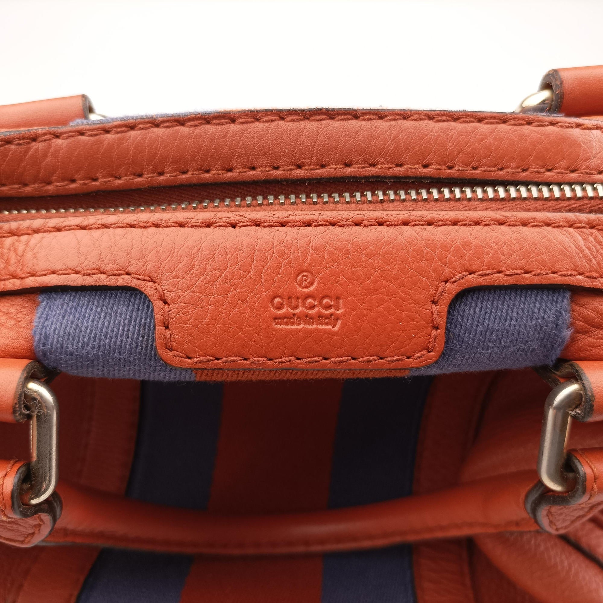 Pre-owned Gucci Sherry Line Orange×blue Leather 247205 shoulderbag | stylenewstar
