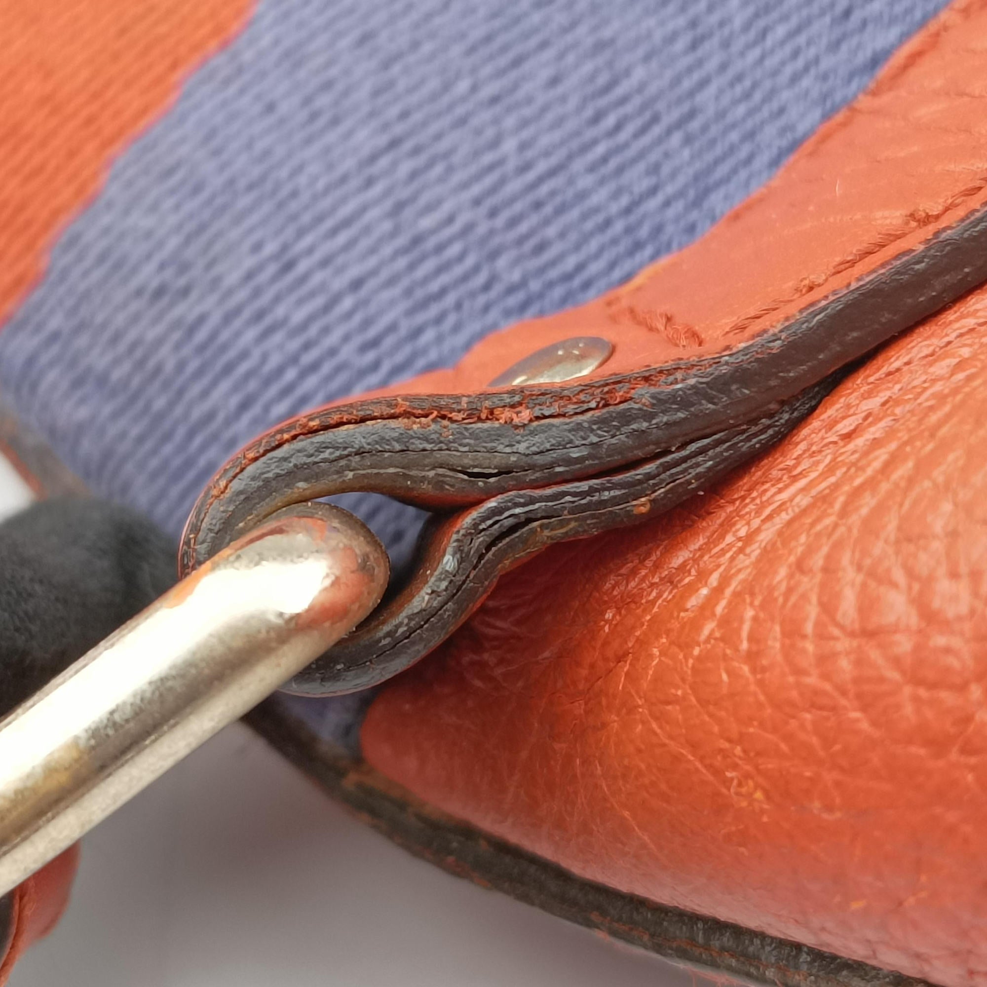 Pre-owned Gucci Sherry Line Orange×blue Leather 247205 shoulderbag | stylenewstar