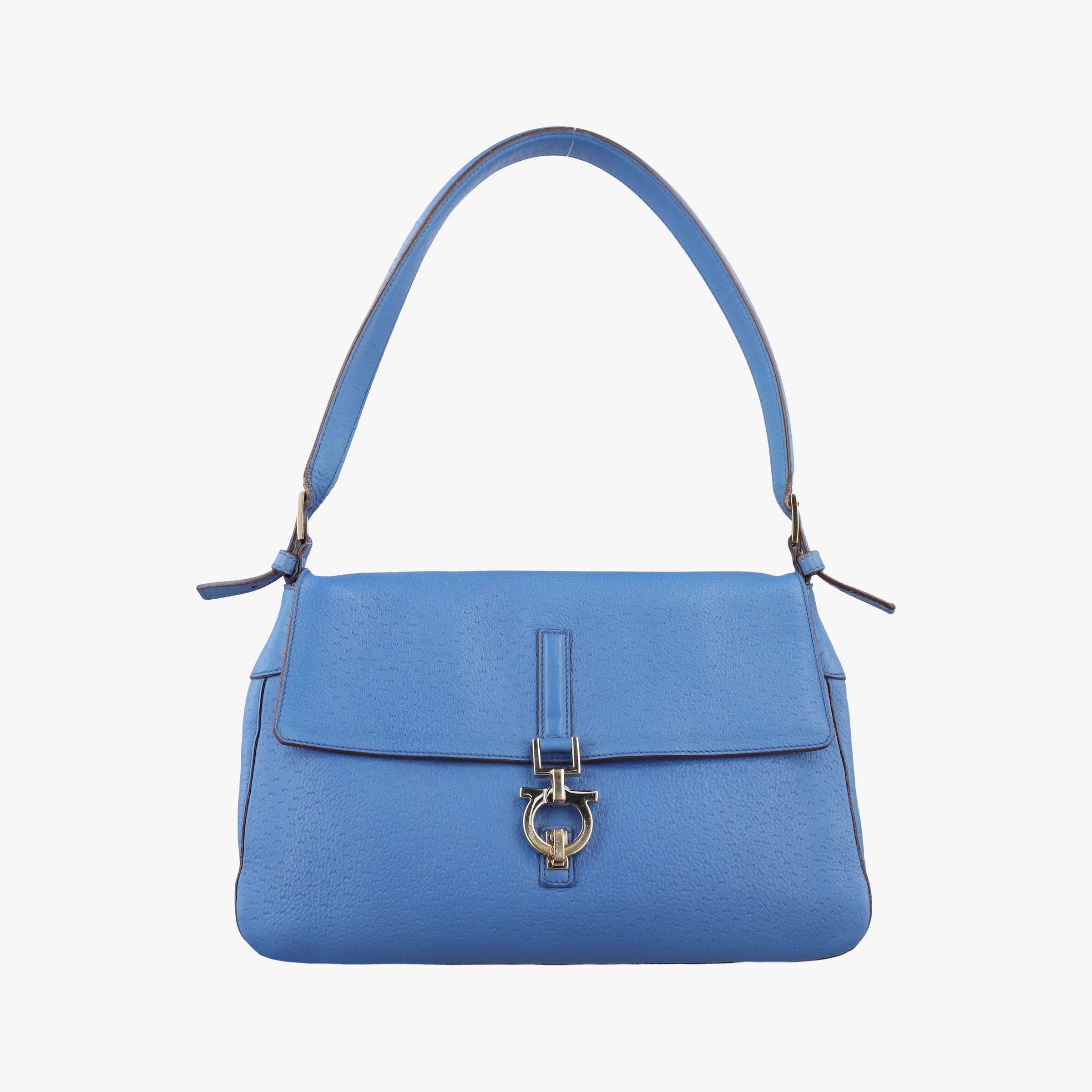 Pre-owned Ferragamo Gancini  Blue Leather  shoulderbag | stylenewstar