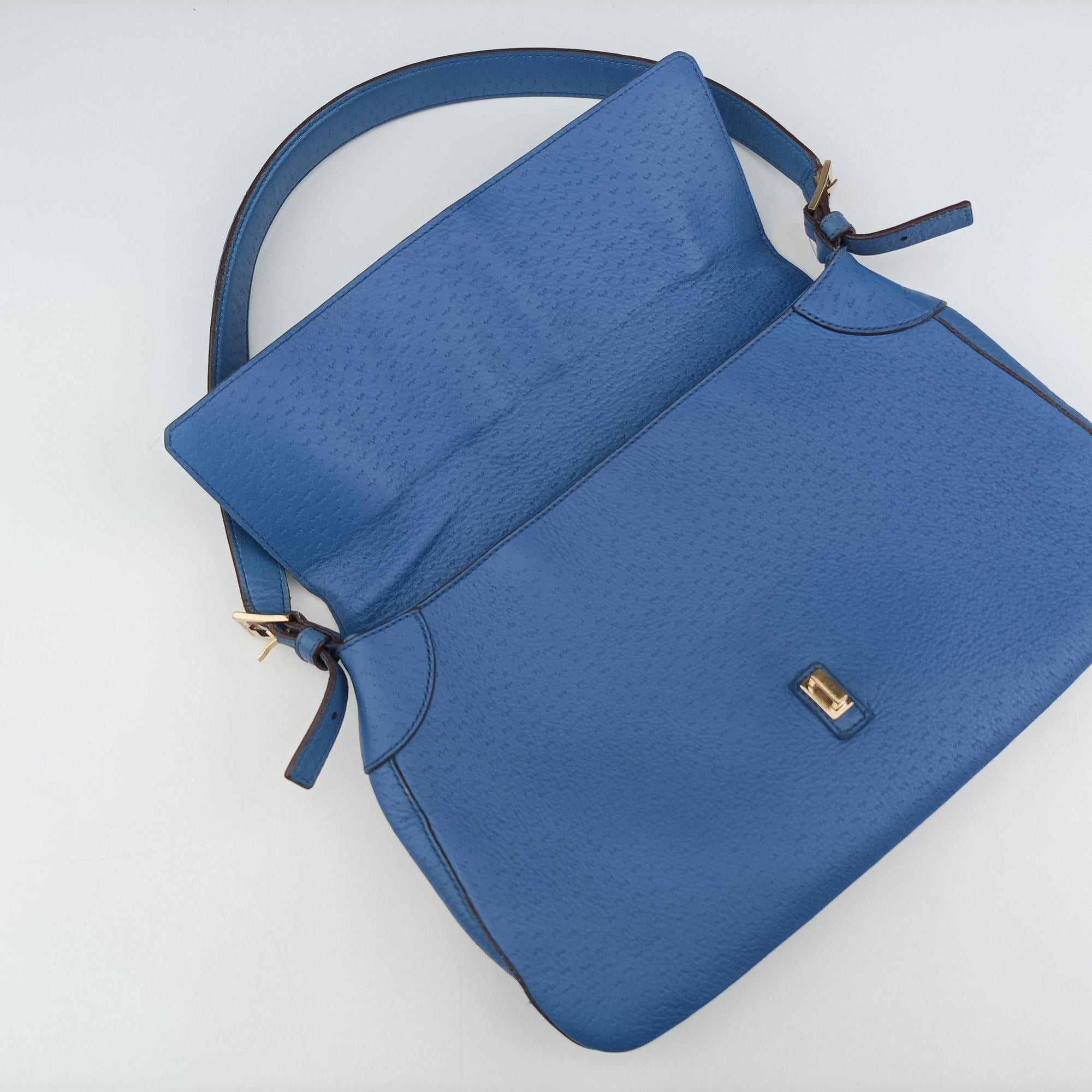 Pre-owned Ferragamo Gancini  Blue Leather  shoulderbag | stylenewstar