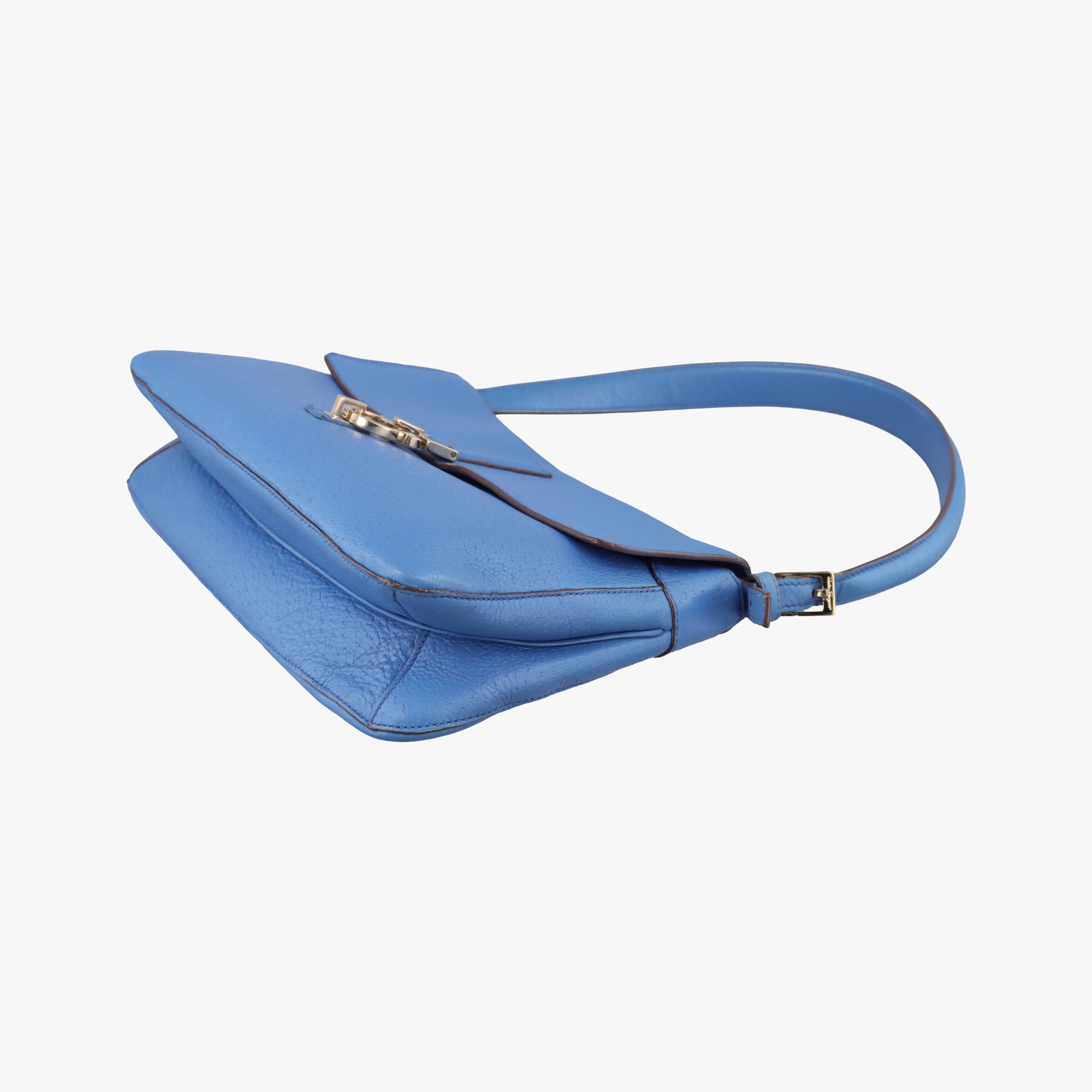 Pre-owned Ferragamo Gancini  Blue Leather  shoulderbag | stylenewstar