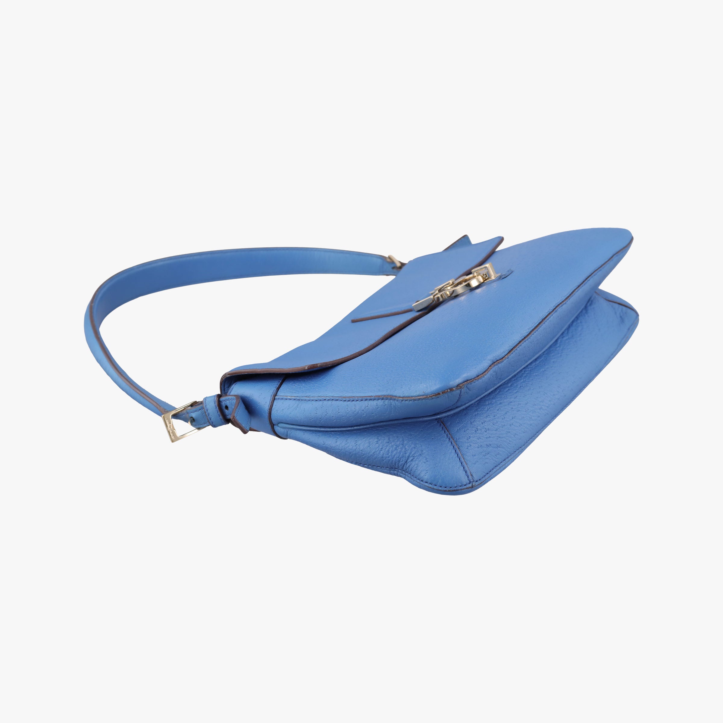 Pre-owned Ferragamo Gancini  Blue Leather  shoulderbag | stylenewstar