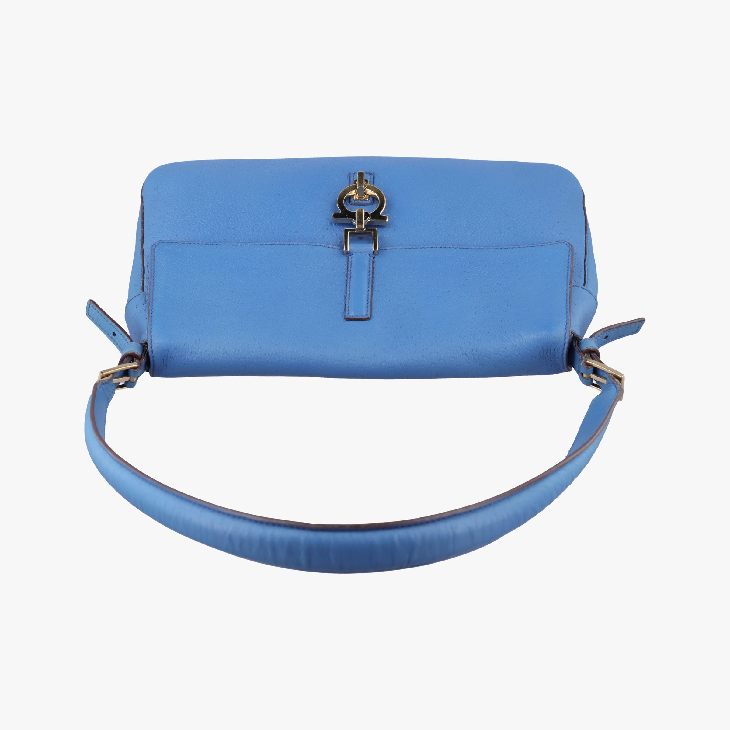 Pre-owned Ferragamo Gancini  Blue Leather  shoulderbag | stylenewstar