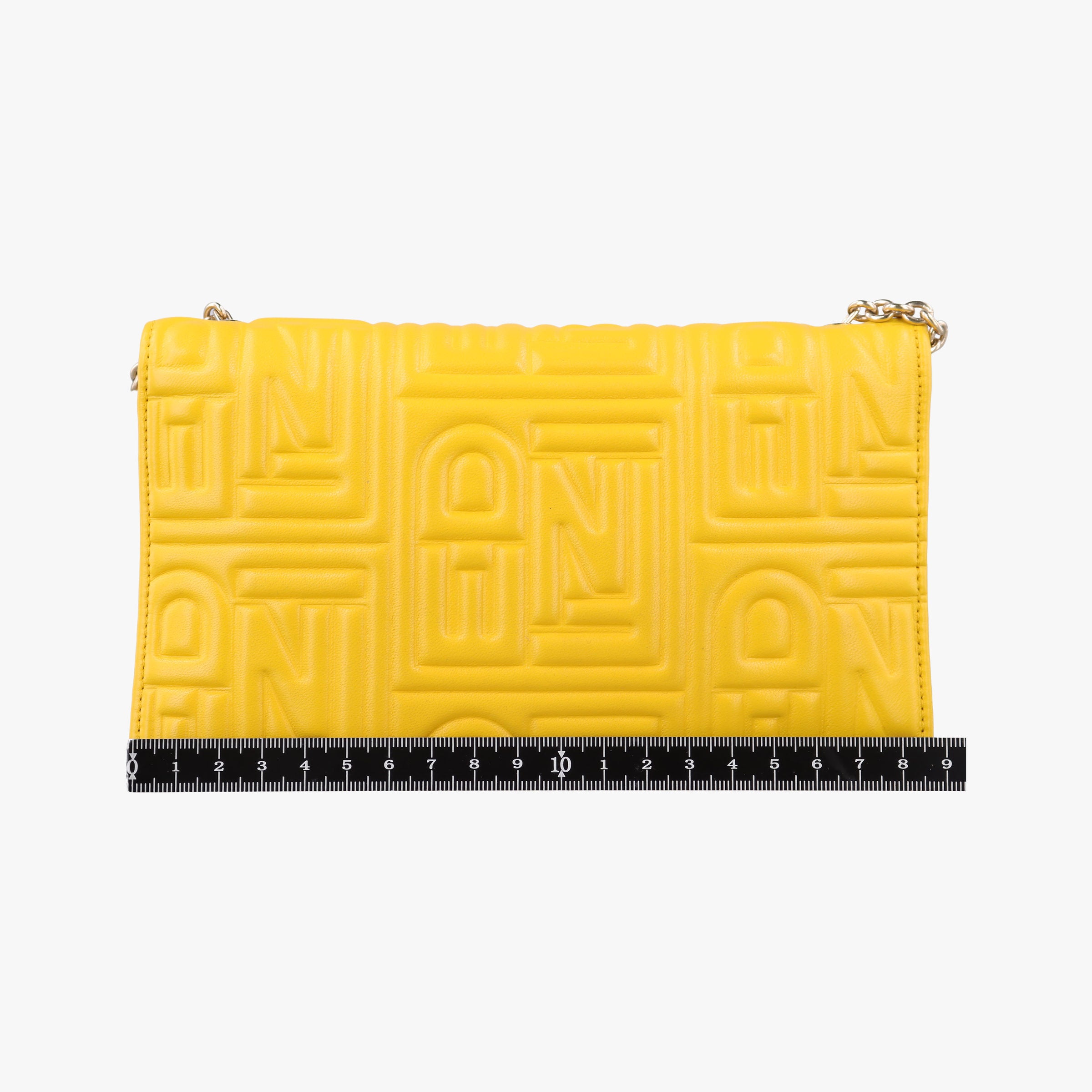 Pre-owned Fendi Embossed Logo Yellow Leather 8M0219YM shoulderbag | stylenewstar