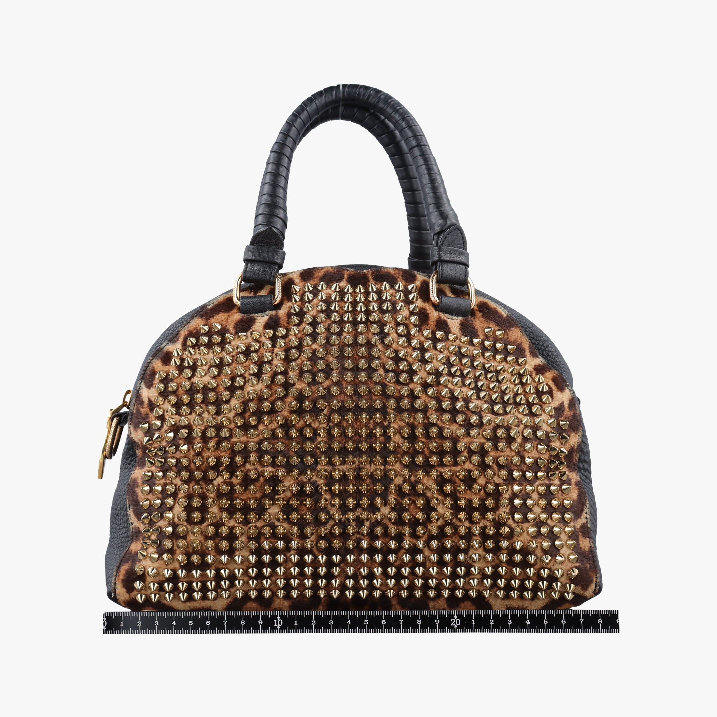 Pre-owned Christian Louboutin Panettone Leopard print  ×  black ponyhair×Leather  shoulderbag | stylenewstar