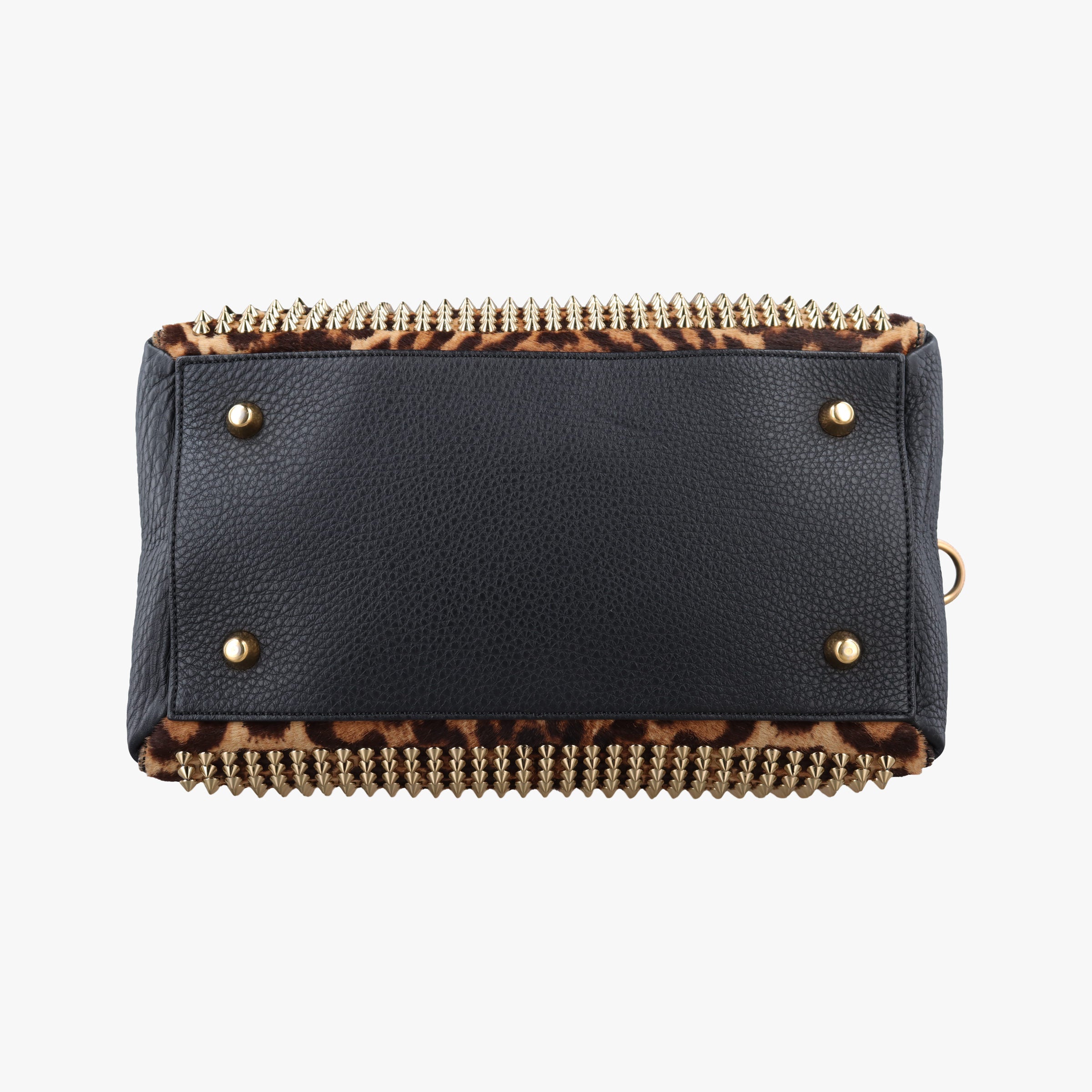Pre-owned Christian Louboutin Panettone Leopard print  ×  black ponyhair×Leather  shoulderbag | stylenewstar
