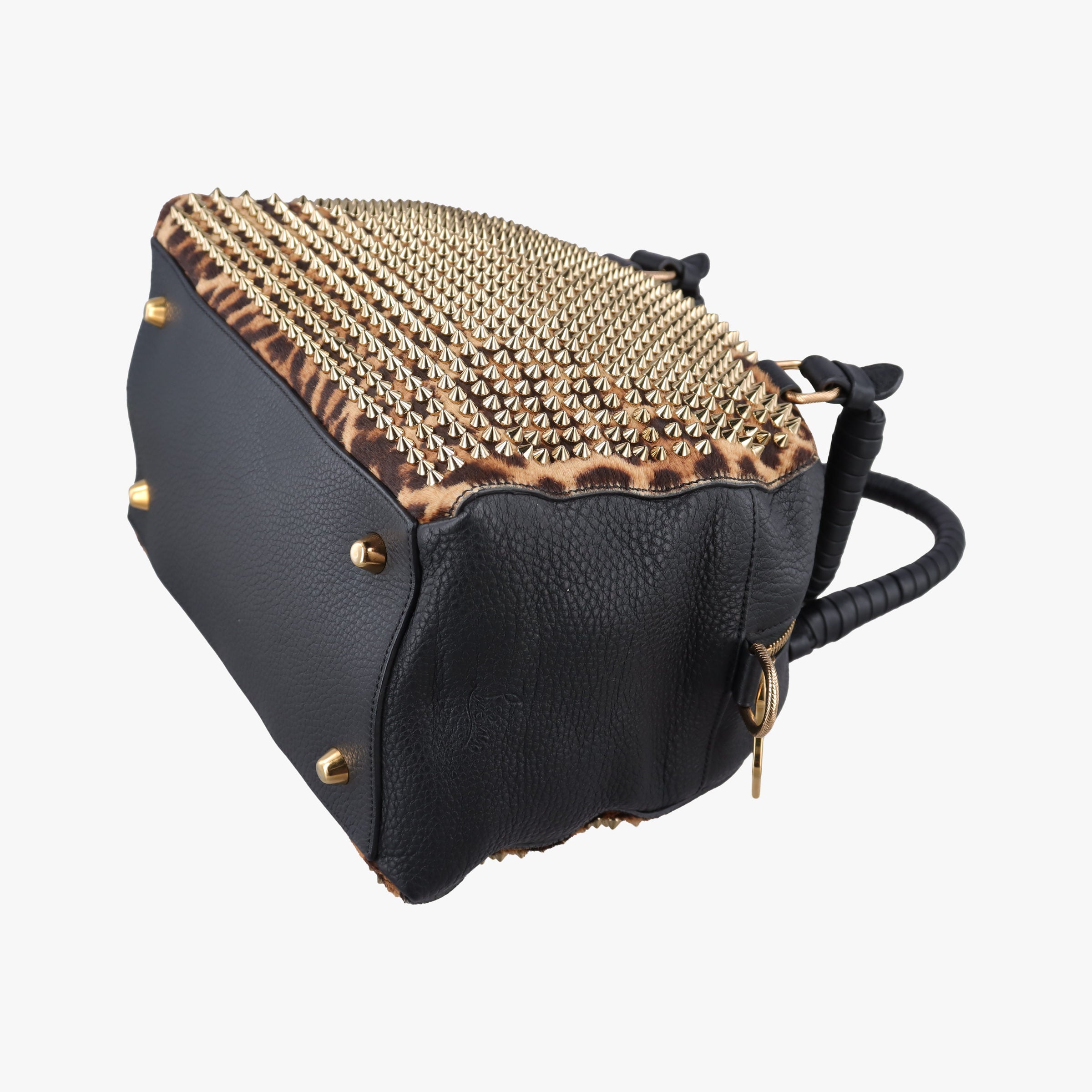 Pre-owned Christian Louboutin Panettone Leopard print  ×  black ponyhair×Leather  shoulderbag | stylenewstar