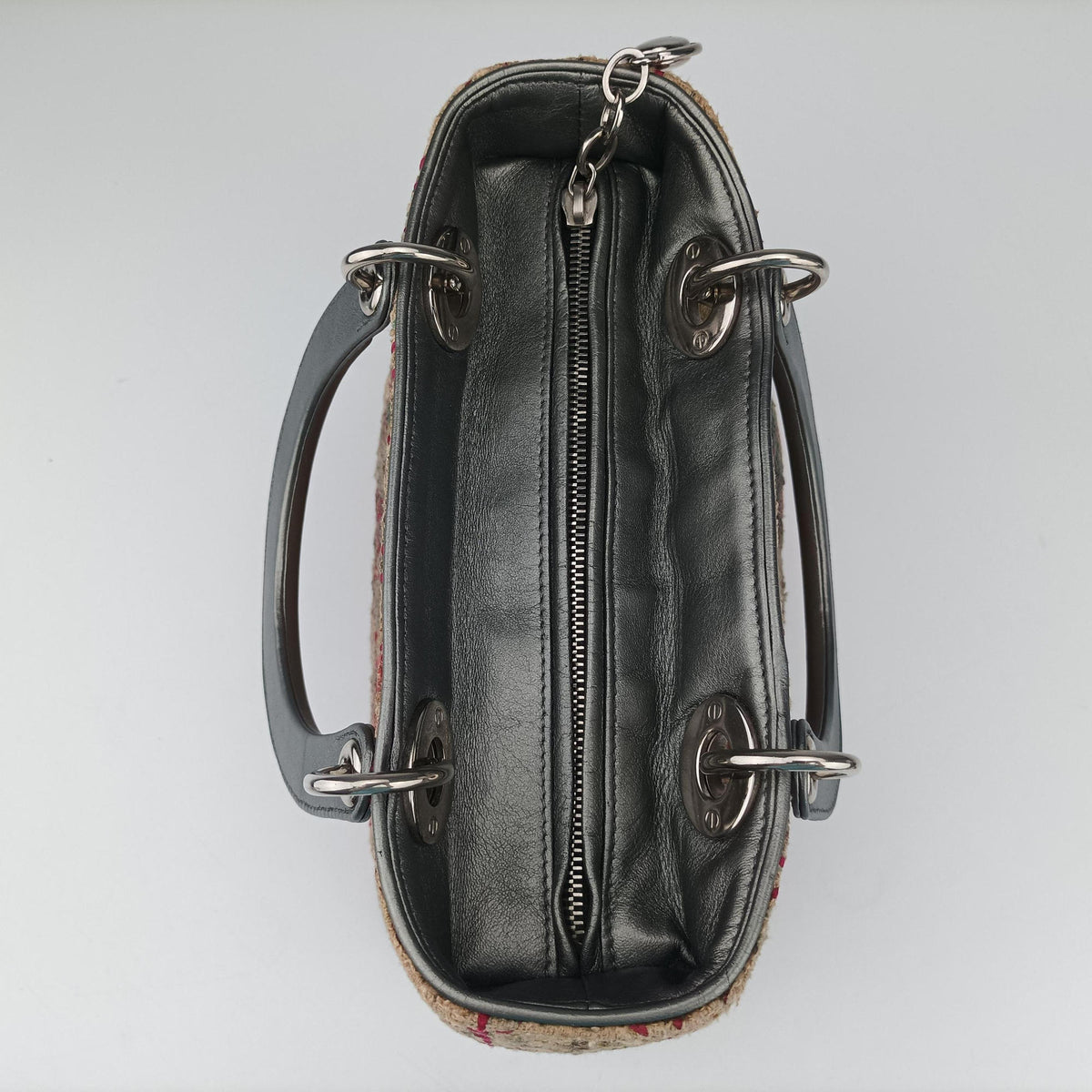 Pre-owned Christian Dior Lady Dior Multicolor Tweed Wool × Metallic Leather  shoulderbag | stylenewstar