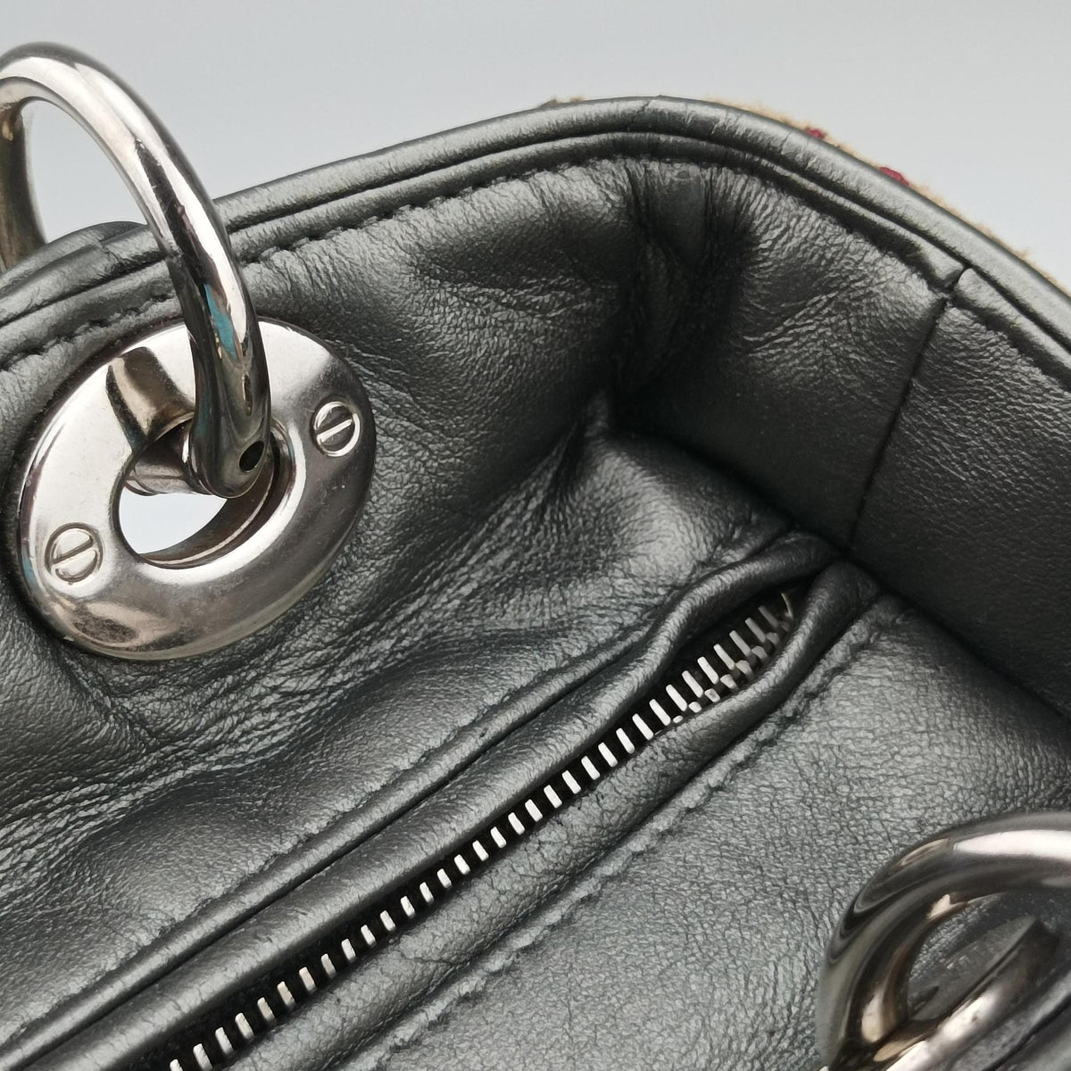 Pre-owned Christian Dior Lady Dior Multicolor Tweed Wool × Metallic Leather  shoulderbag | stylenewstar