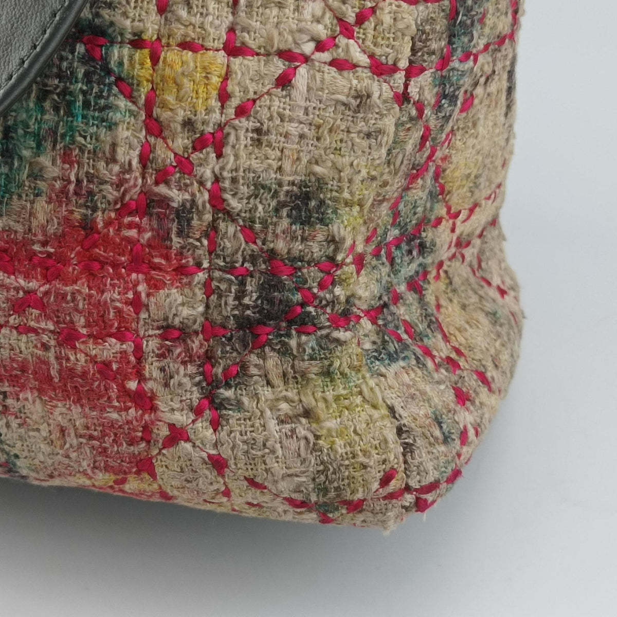 Pre-owned Christian Dior Lady Dior Multicolor Tweed Wool × Metallic Leather  shoulderbag | stylenewstar