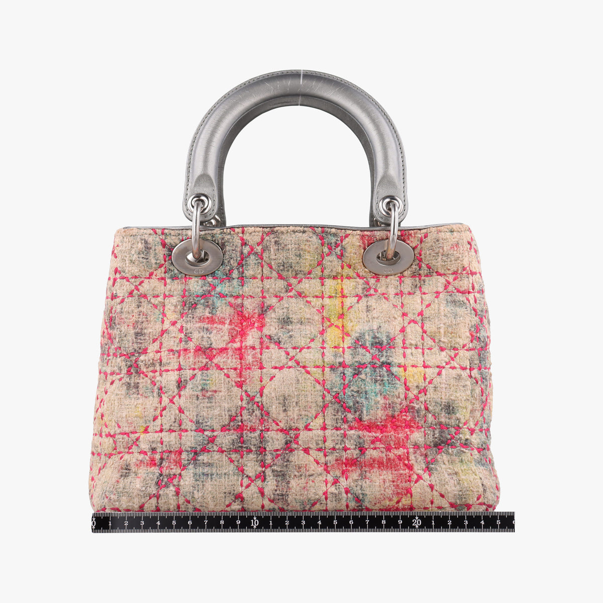 Pre-owned Christian Dior Lady Dior Multicolor Tweed Wool × Metallic Leather  shoulderbag | stylenewstar