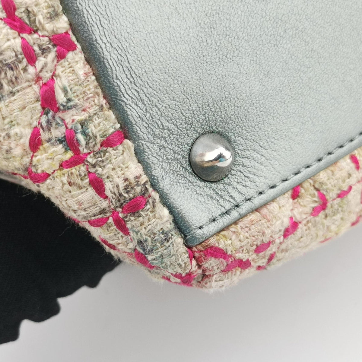 Pre-owned Christian Dior Lady Dior Multicolor Tweed Wool × Metallic Leather  shoulderbag | stylenewstar