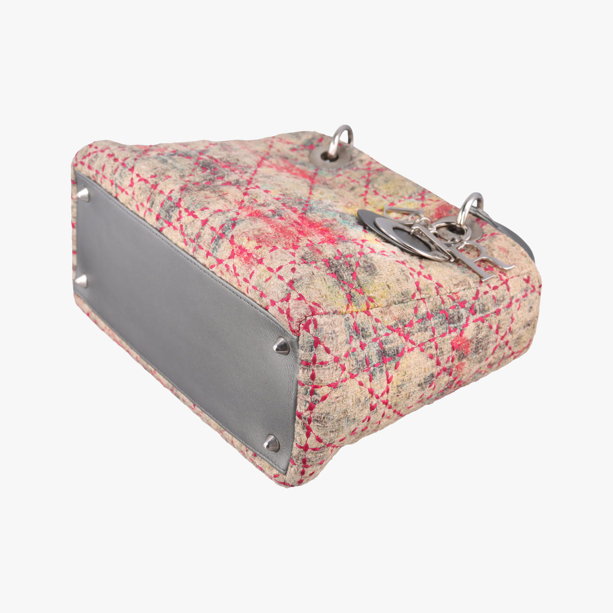 Pre-owned Christian Dior Lady Dior Multicolor Tweed Wool × Metallic Leather  shoulderbag | stylenewstar