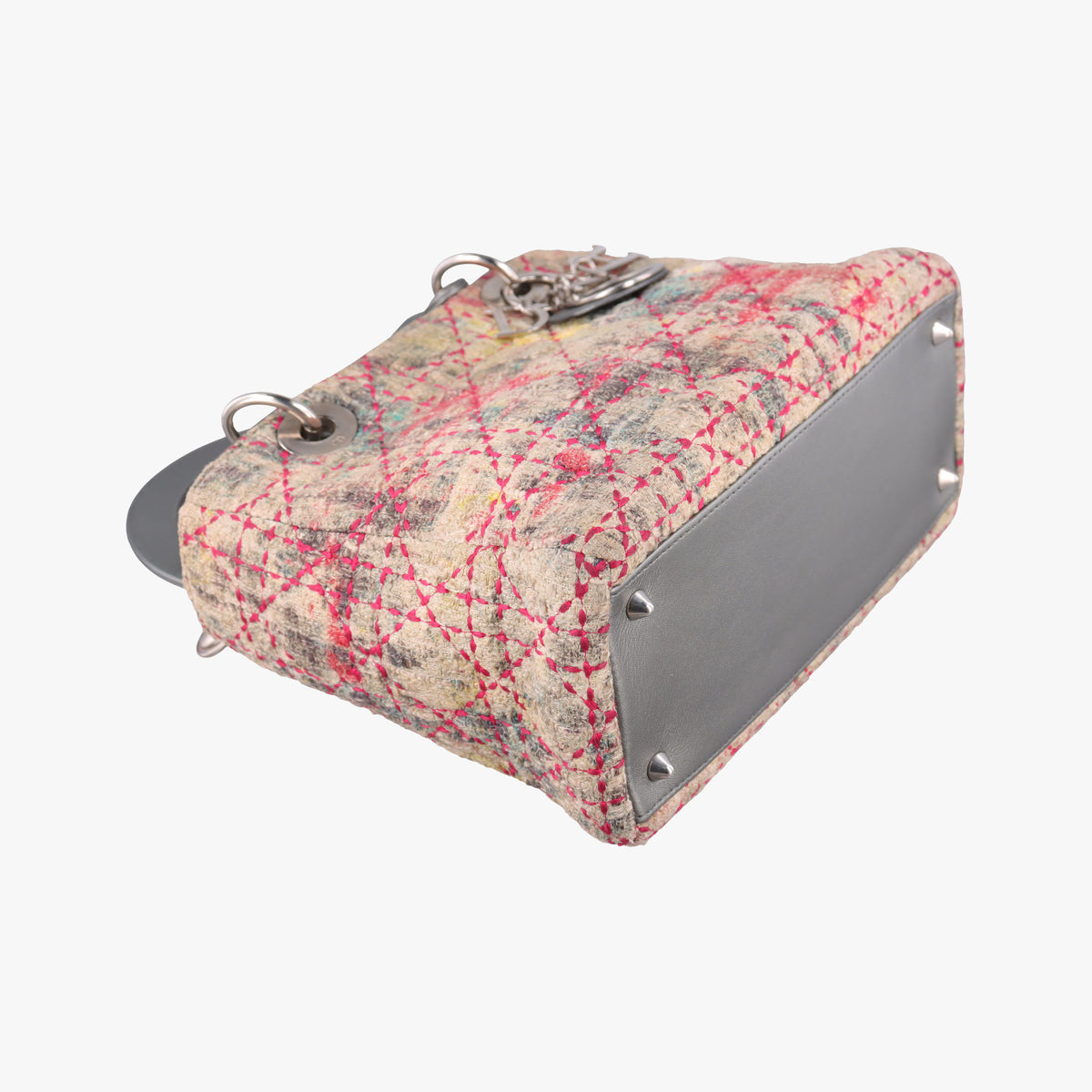 Pre-owned Christian Dior Lady Dior Multicolor Tweed Wool × Metallic Leather  shoulderbag | stylenewstar