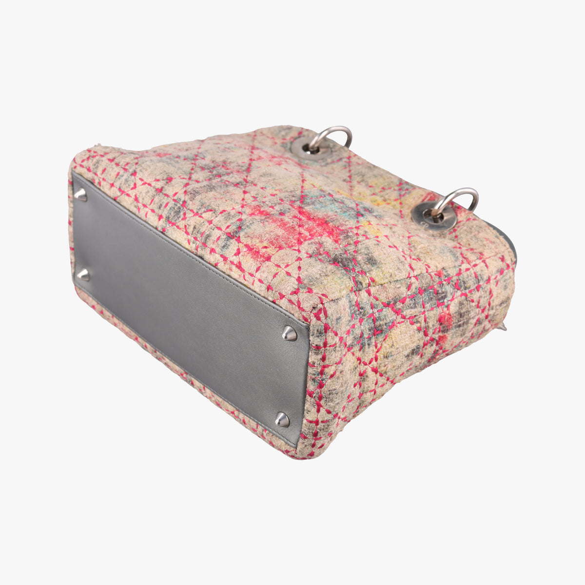 Pre-owned Christian Dior Lady Dior Multicolor Tweed Wool × Metallic Leather  shoulderbag | stylenewstar