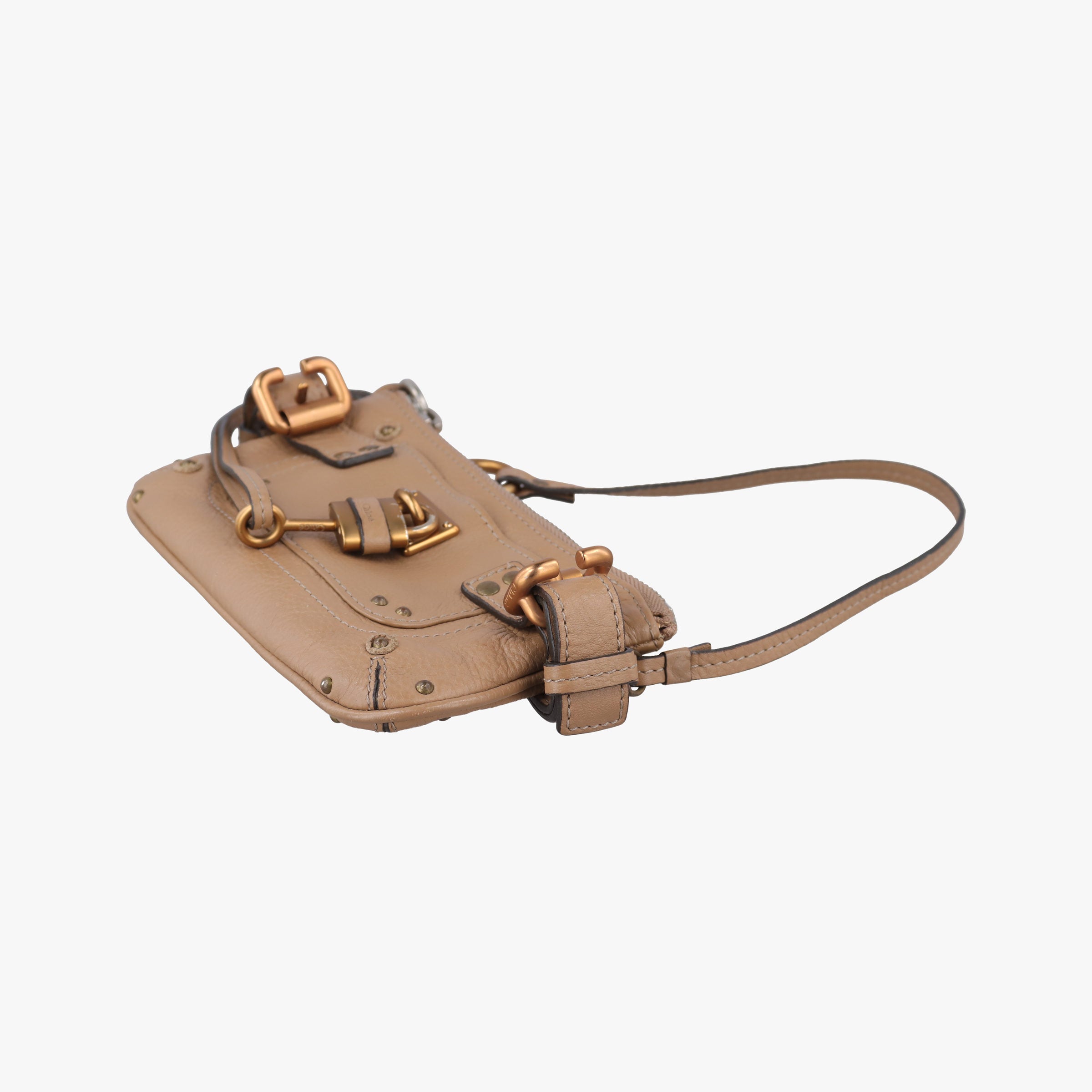 Pre-owned Chloe Paddington Pochette Vintage Camel Leather  shoulderbag | stylenewstar