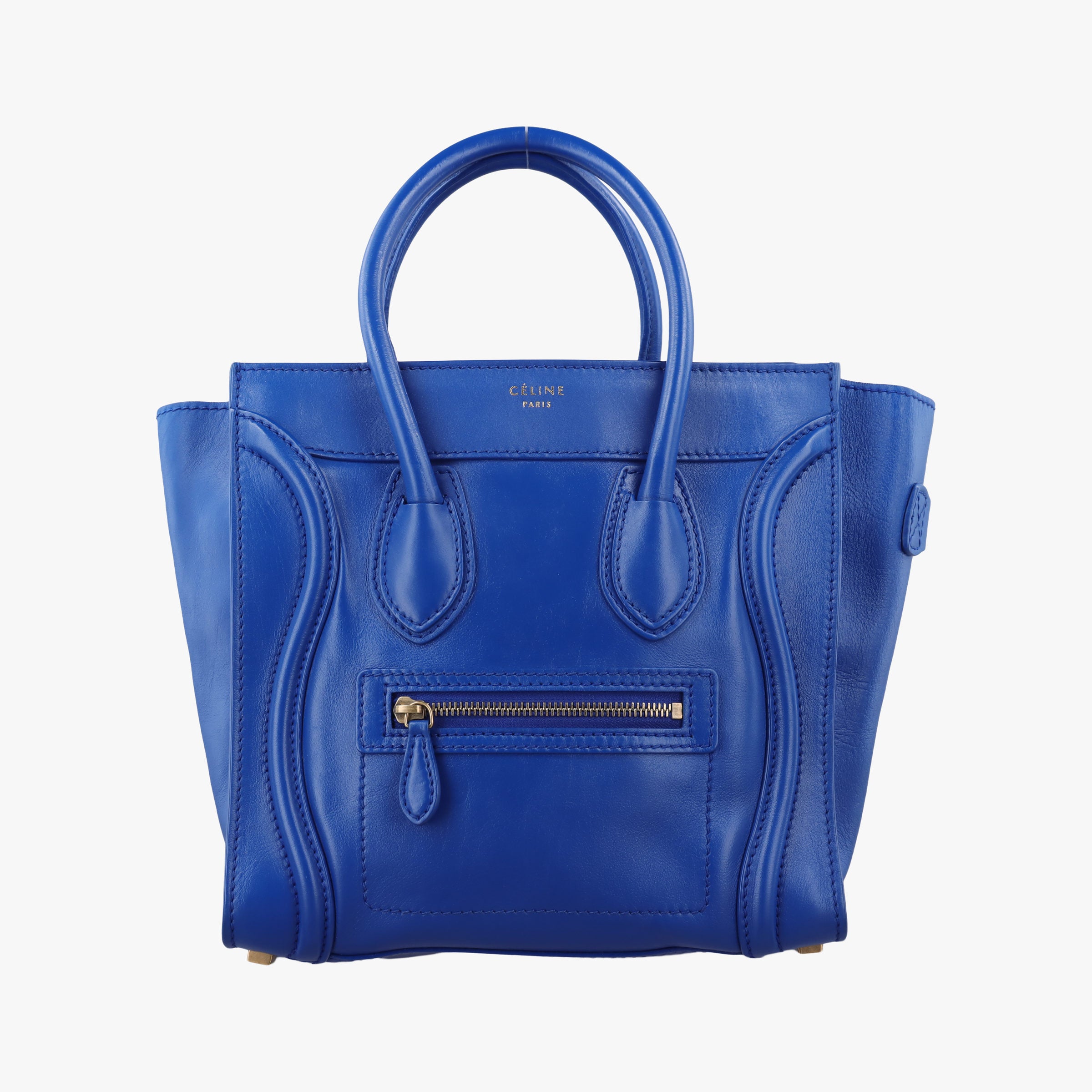 Pre-owned Celine Luggage Mini Shopper Blue Leather  handbag | stylenewstar
