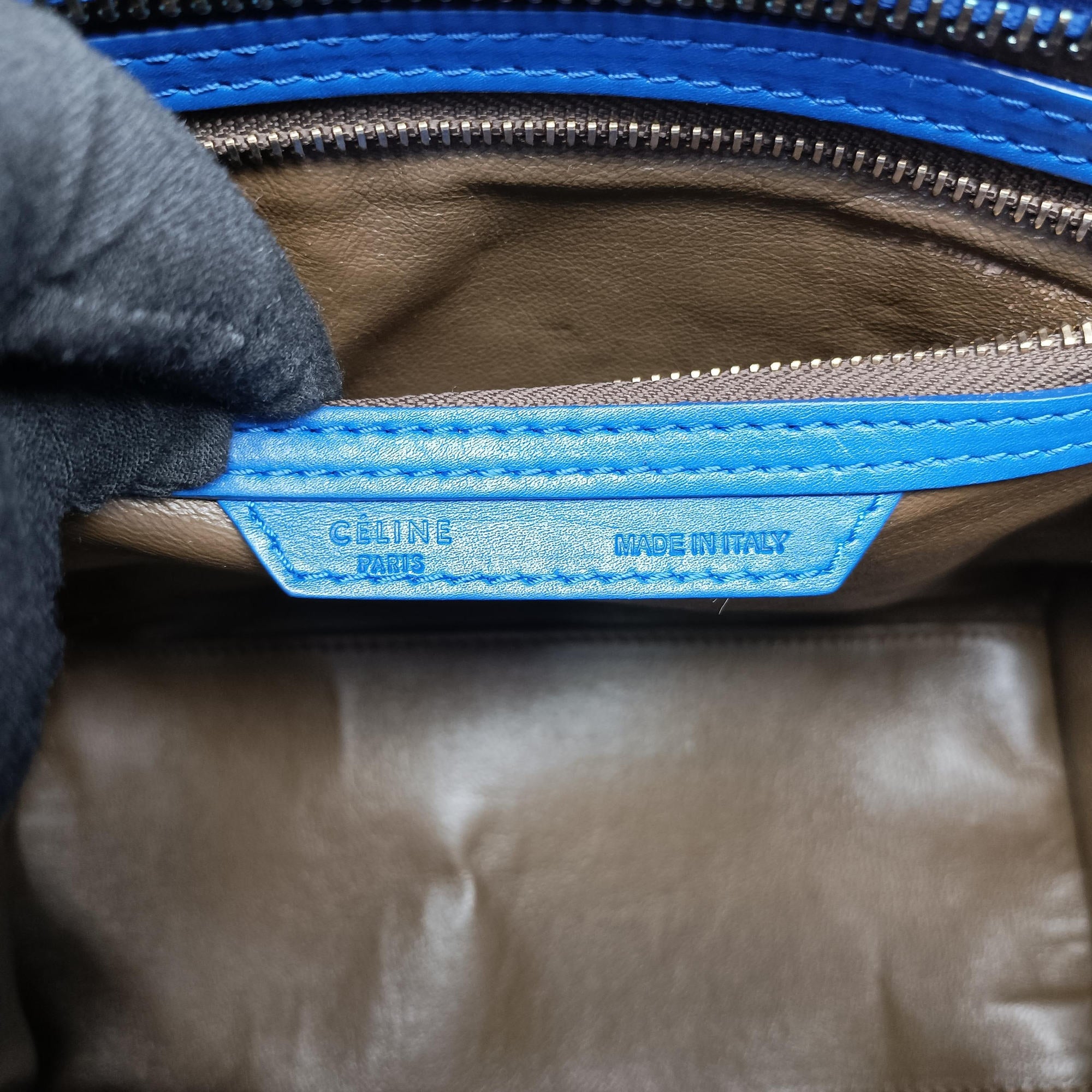 Pre-owned Celine Luggage Mini Shopper Blue Leather  handbag | stylenewstar
