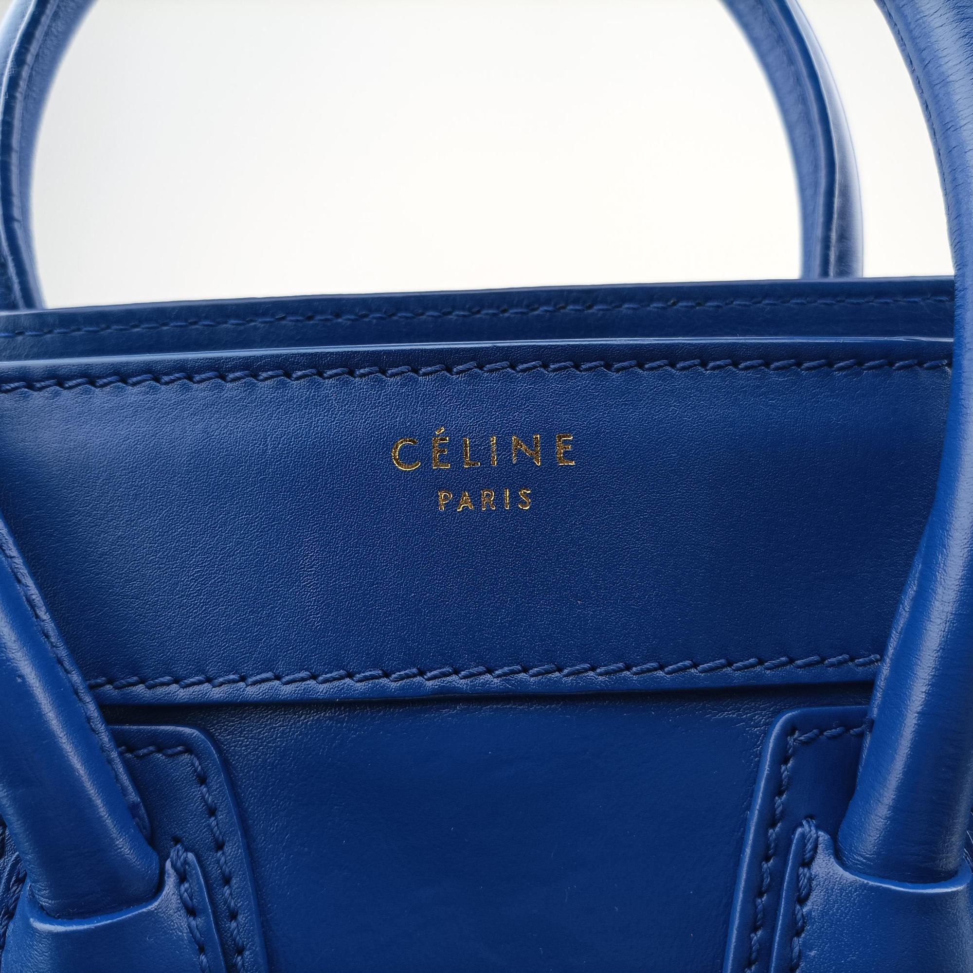 Pre-owned Celine Luggage Mini Shopper Blue Leather  handbag | stylenewstar