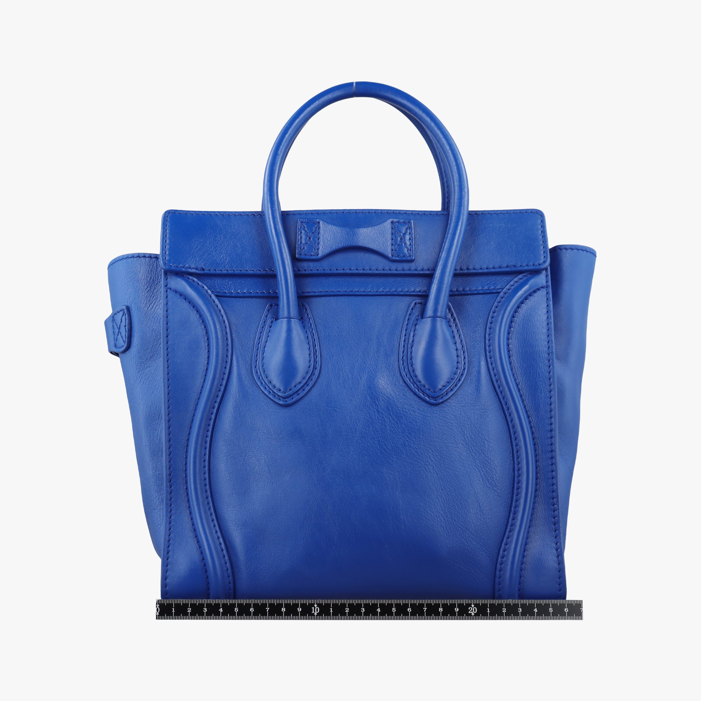 Pre-owned Celine Luggage Mini Shopper Blue Leather  handbag | stylenewstar