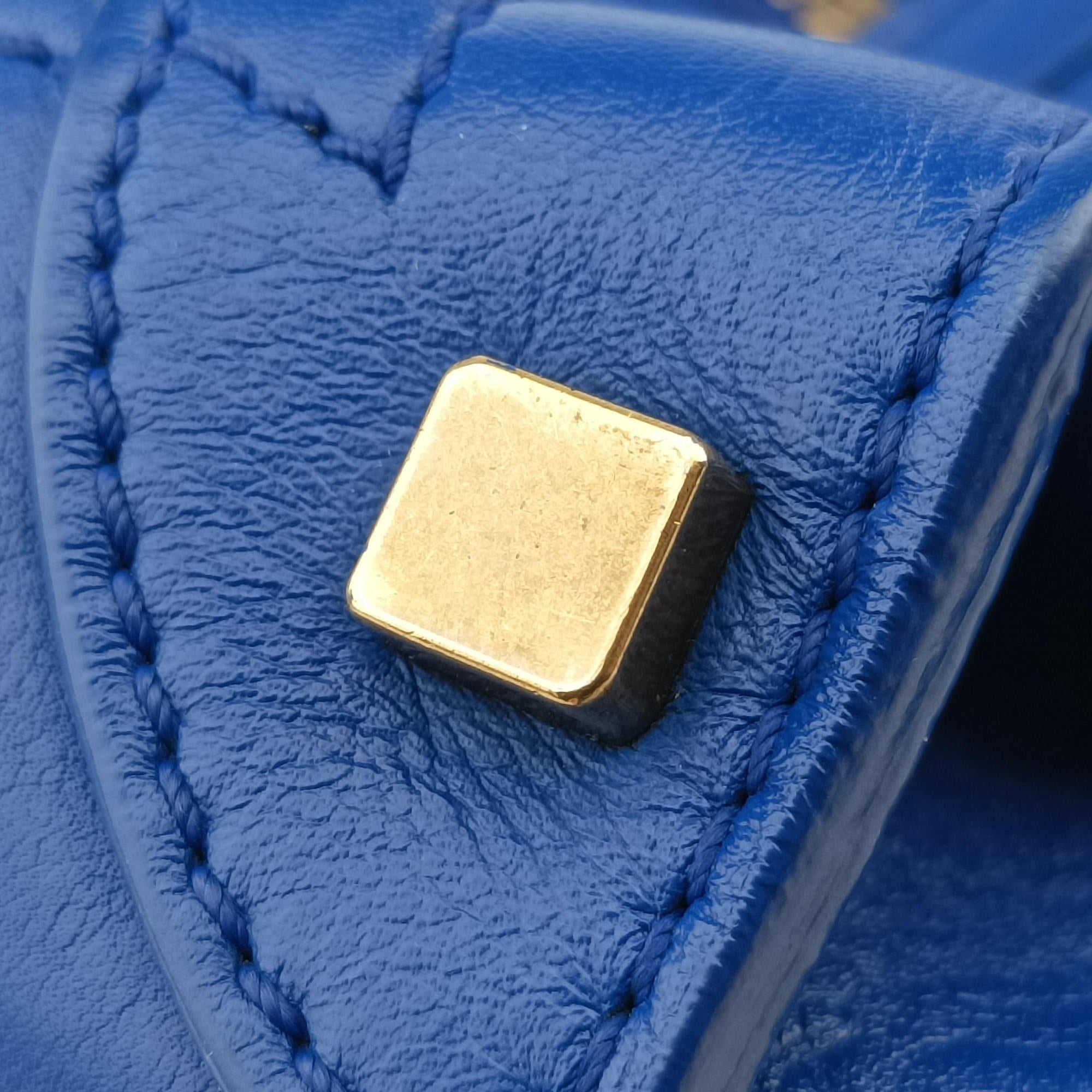 Pre-owned Celine Luggage Mini Shopper Blue Leather  handbag | stylenewstar