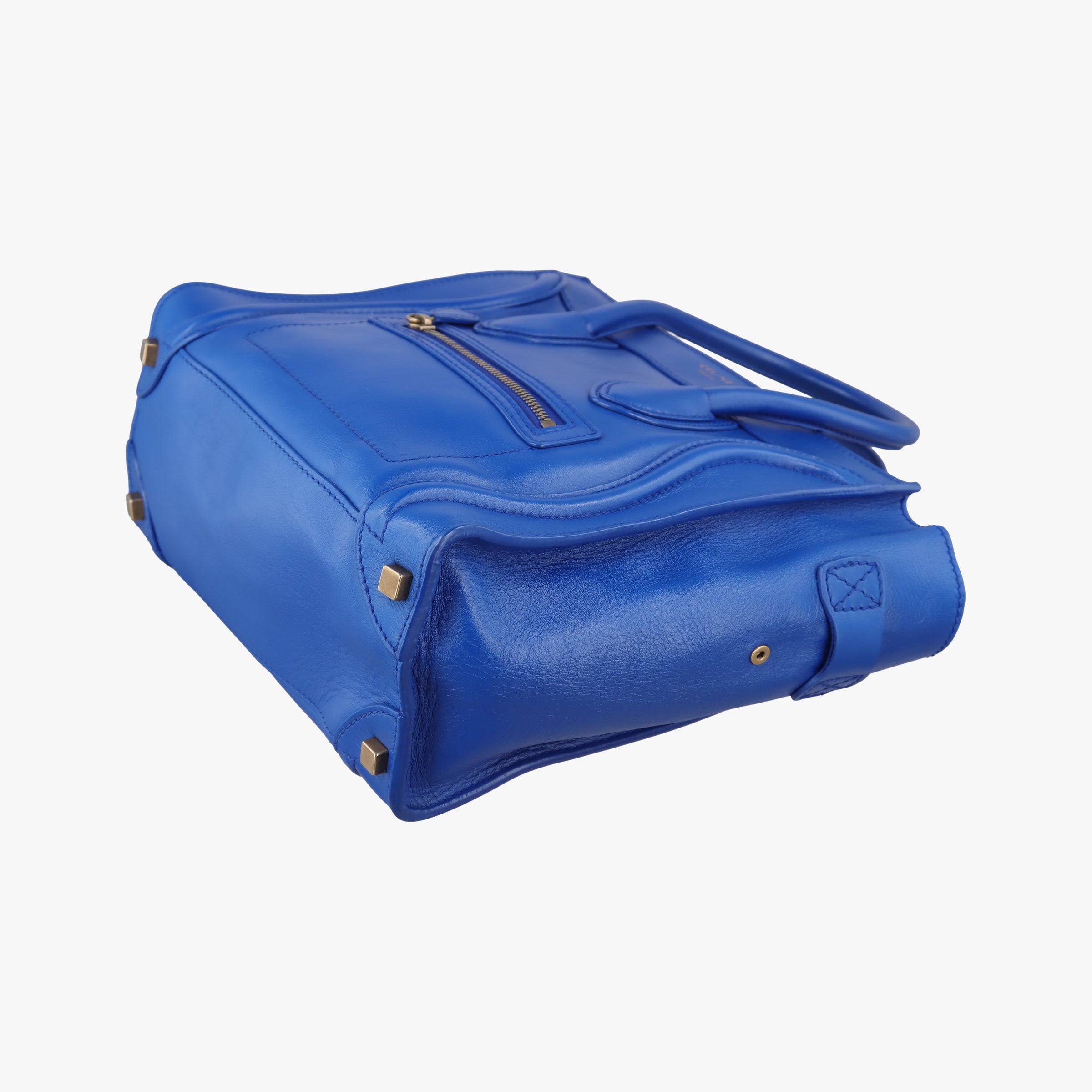 Pre-owned Celine Luggage Mini Shopper Blue Leather  handbag | stylenewstar