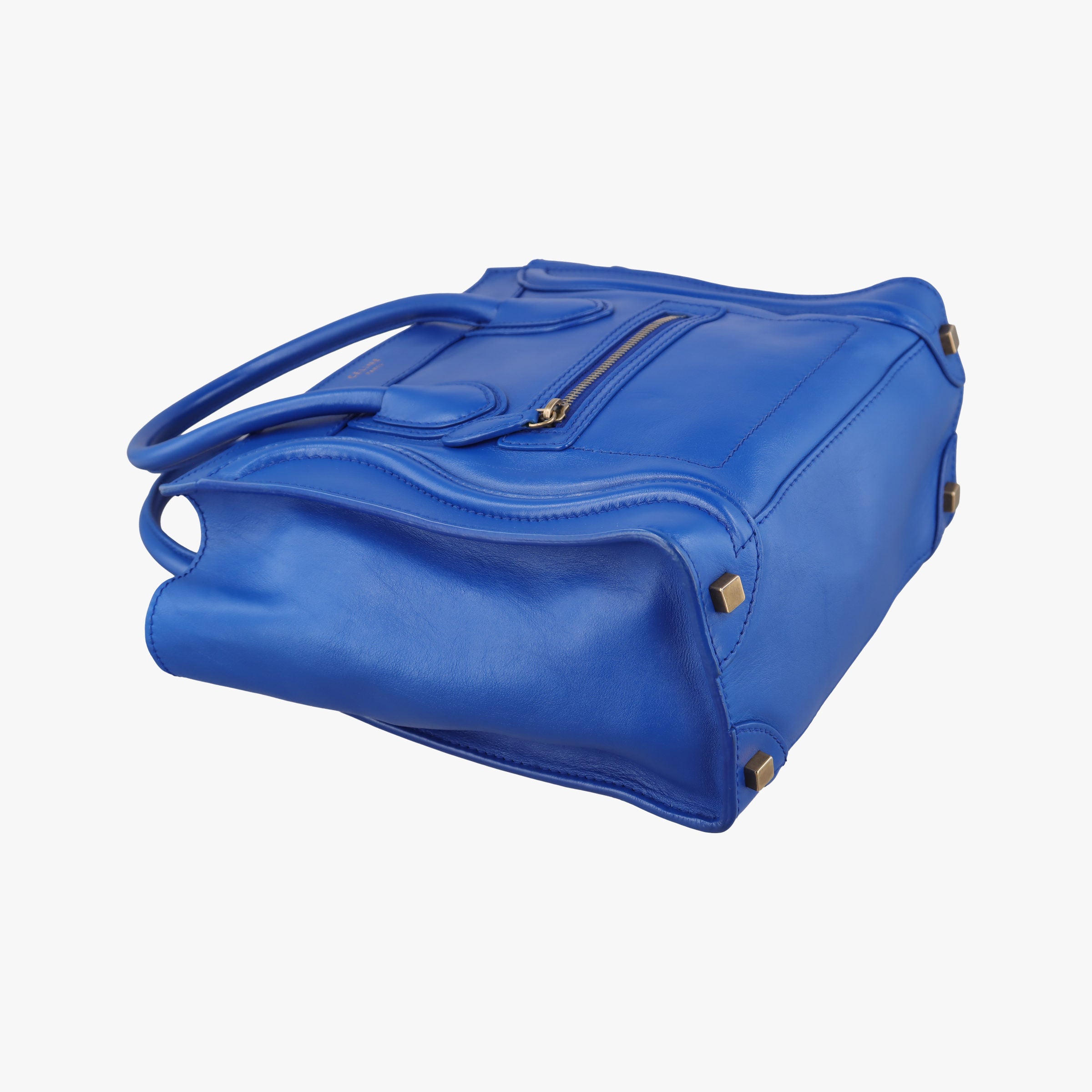Pre-owned Celine Luggage Mini Shopper Blue Leather  handbag | stylenewstar
