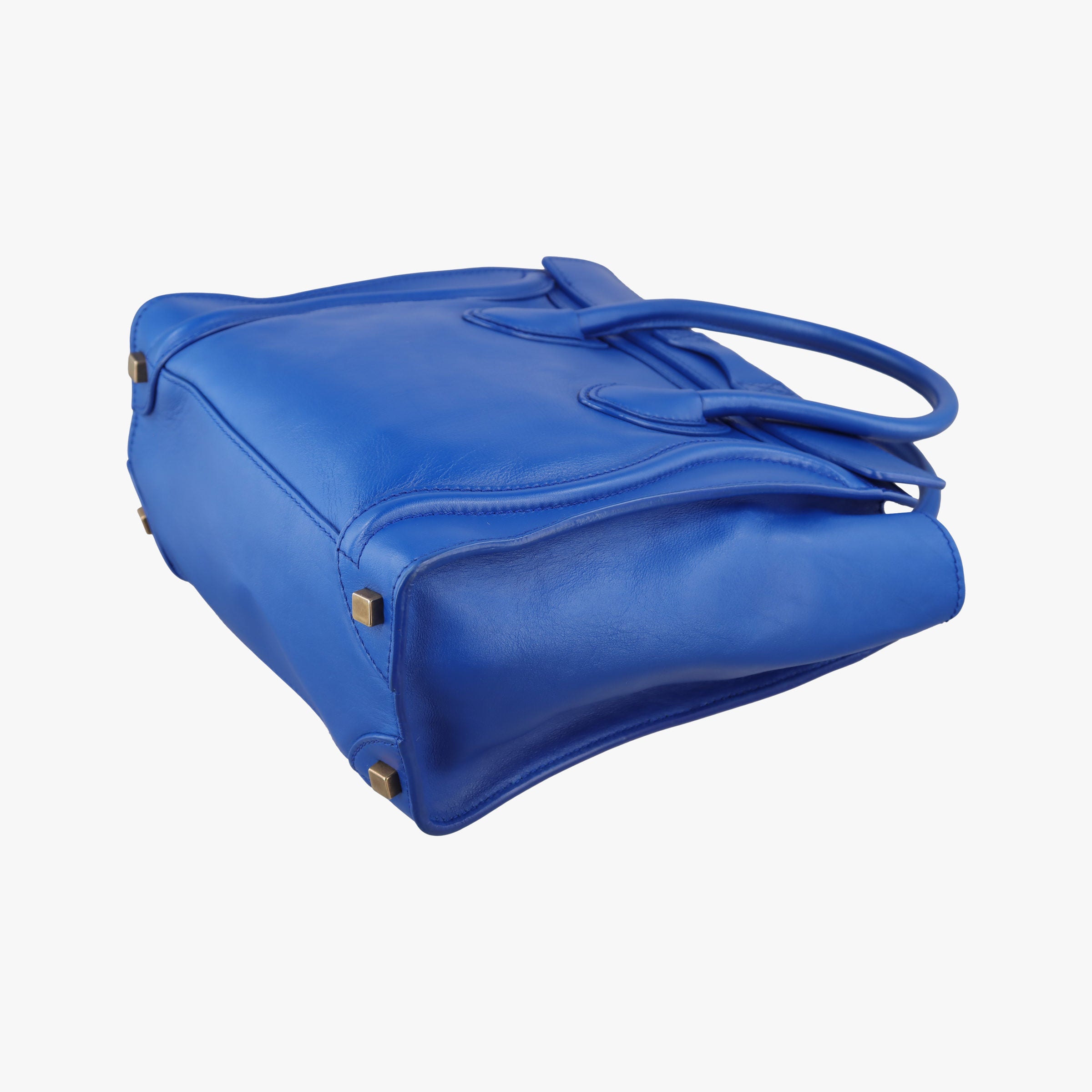 Pre-owned Celine Luggage Mini Shopper Blue Leather  handbag | stylenewstar
